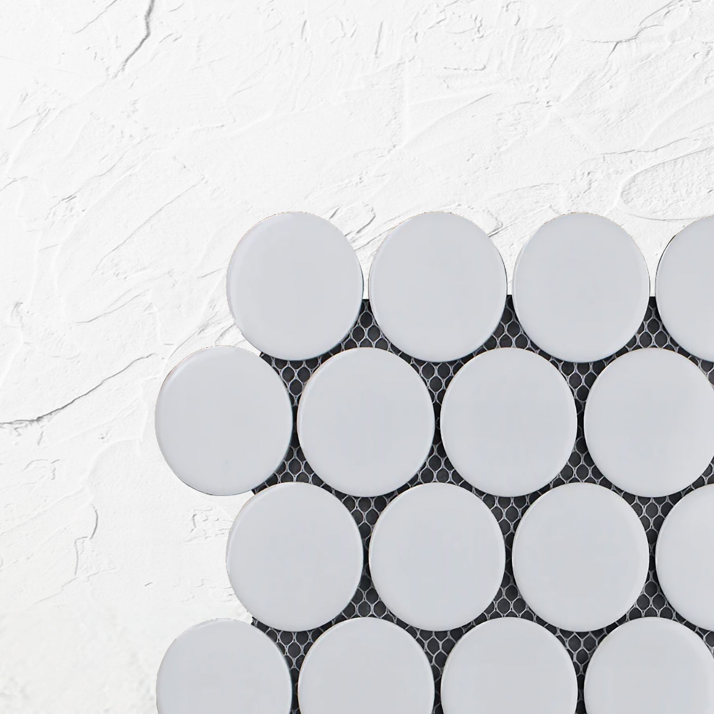 White Gloss Porcelain Glazed Penny Round 48mm