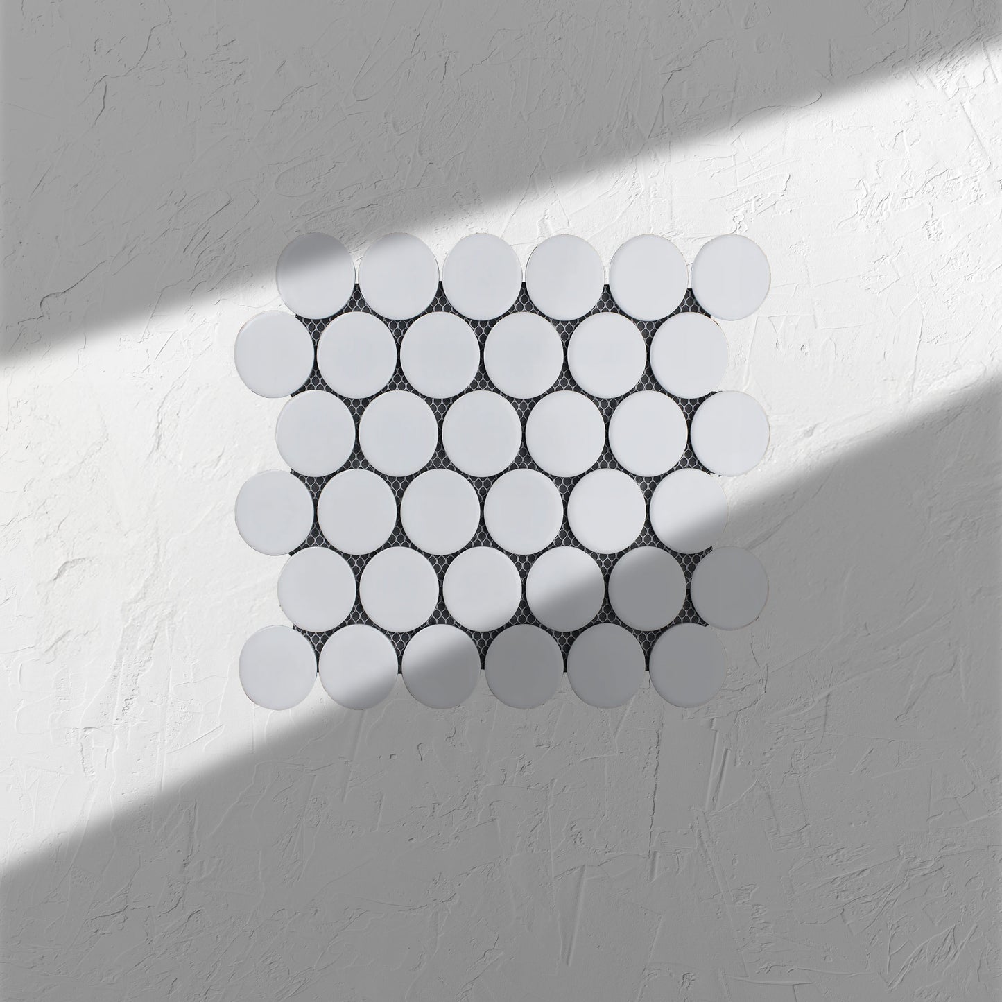 White Gloss Porcelain Glazed Penny Round 48mm
