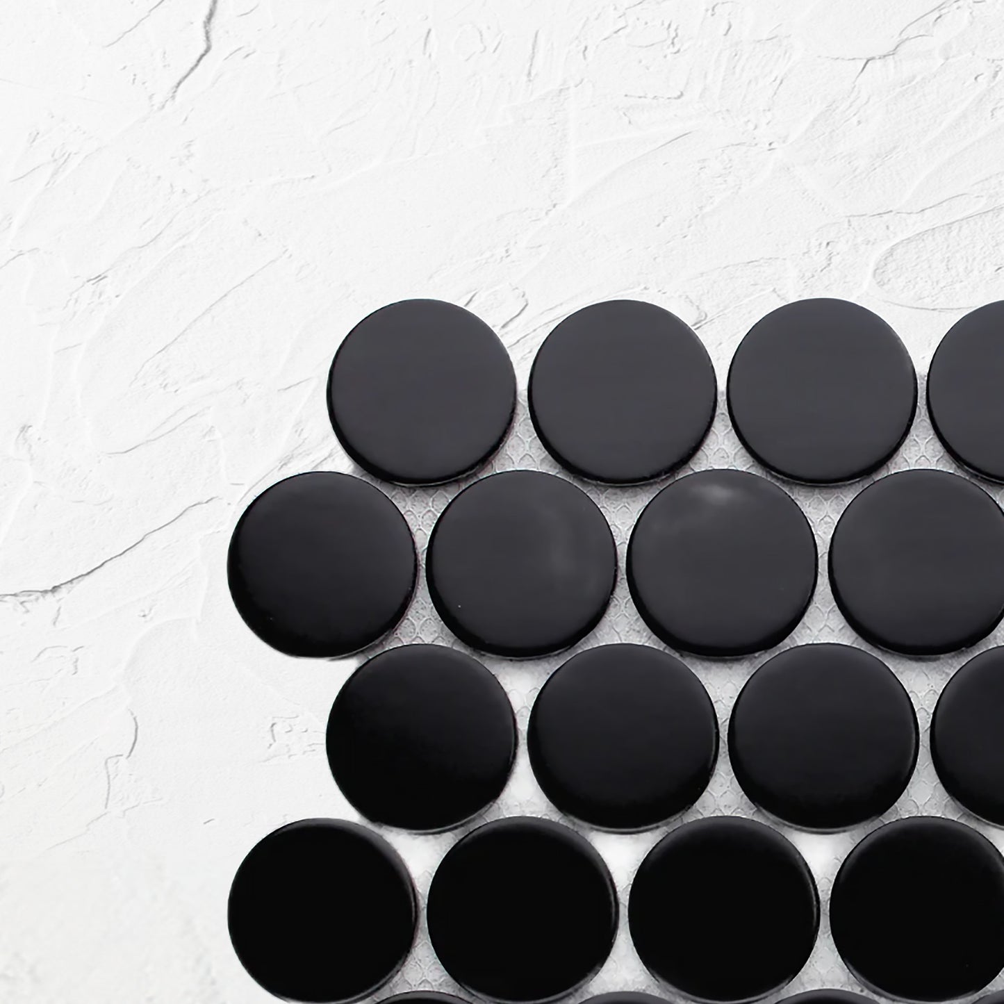 Black Matte Porcelain Glazed Penny Round 48mm