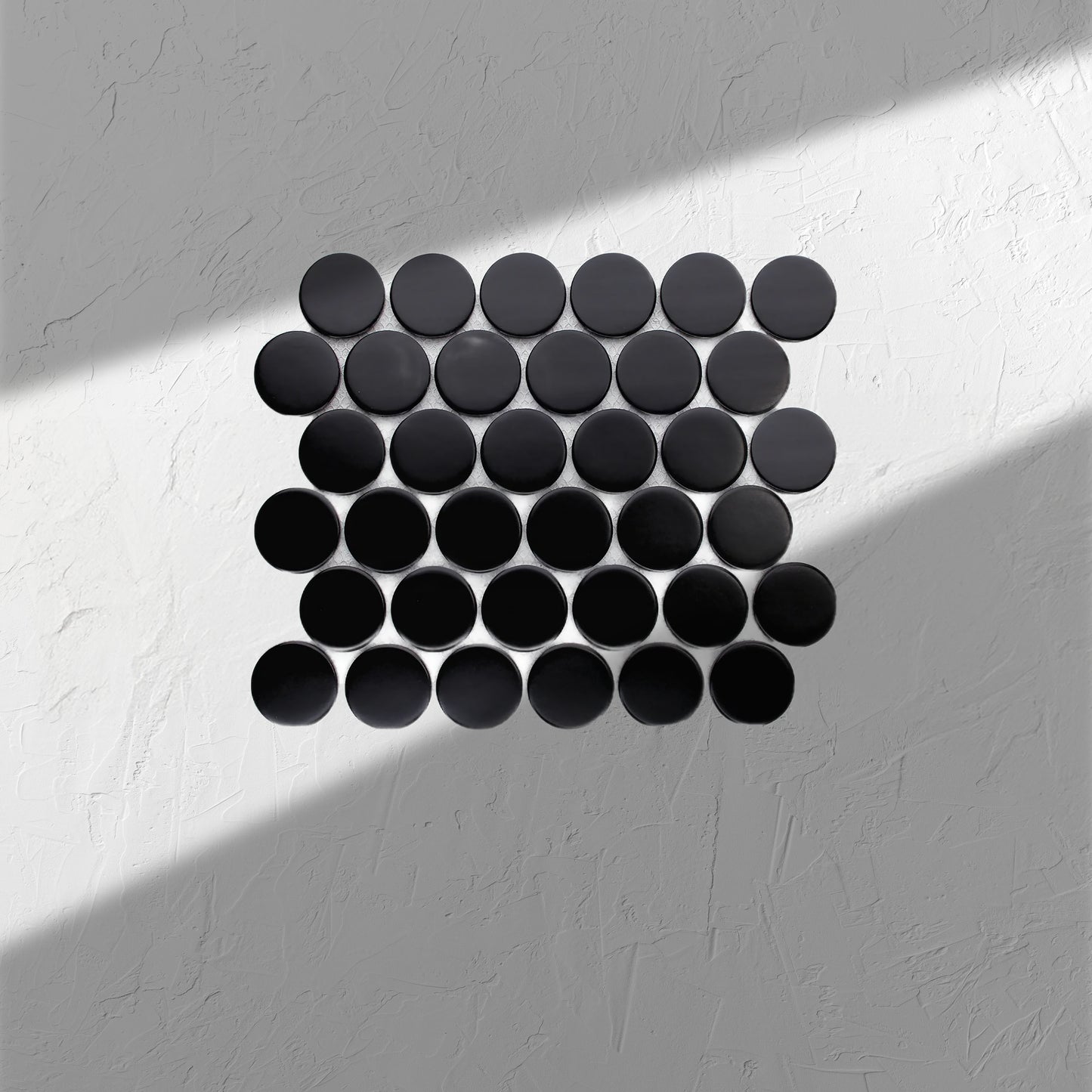 Black Matte Porcelain Glazed Penny Round 48mm