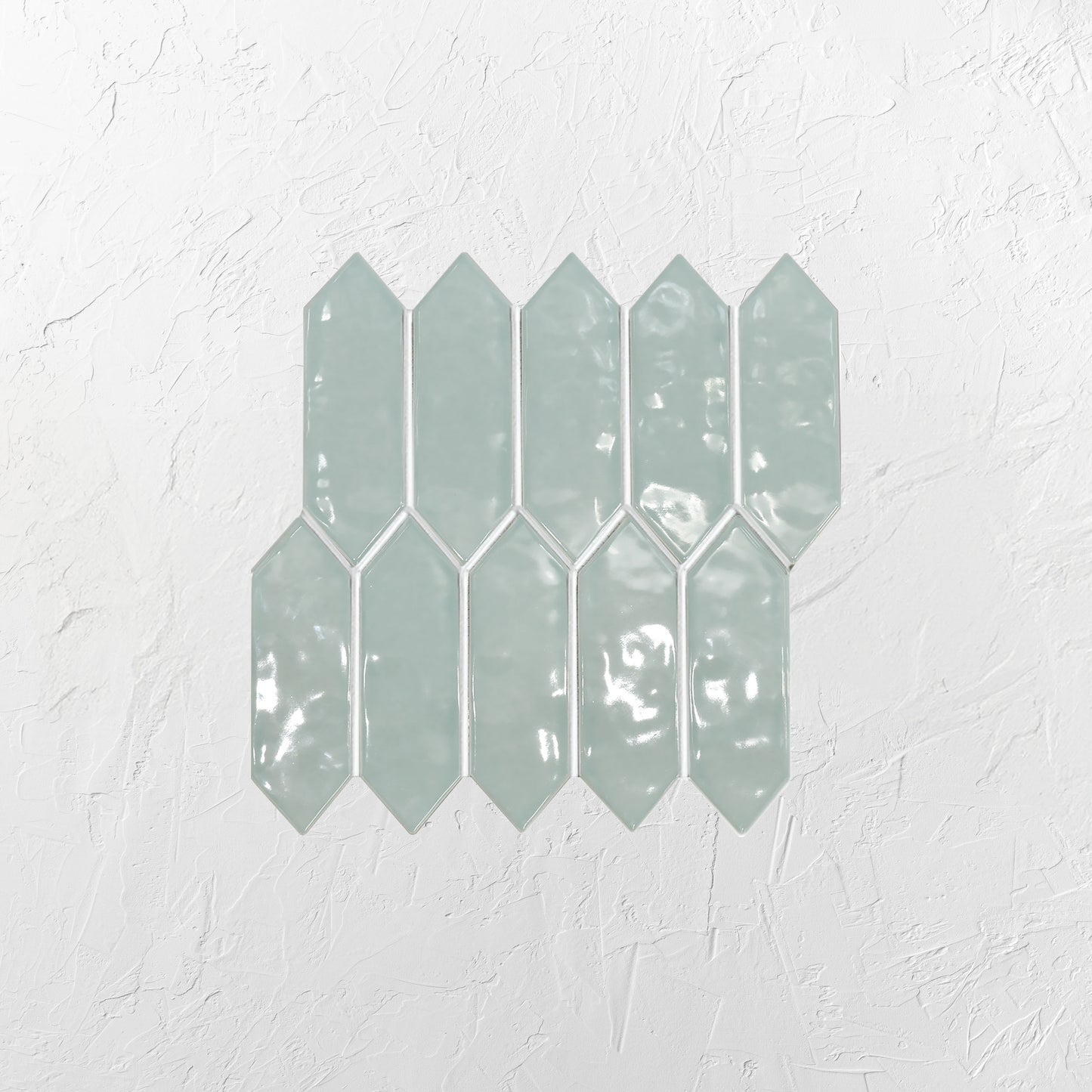 Light Green Gloss Porcelain Glazed Ripple Surface Arrow 55x195mm