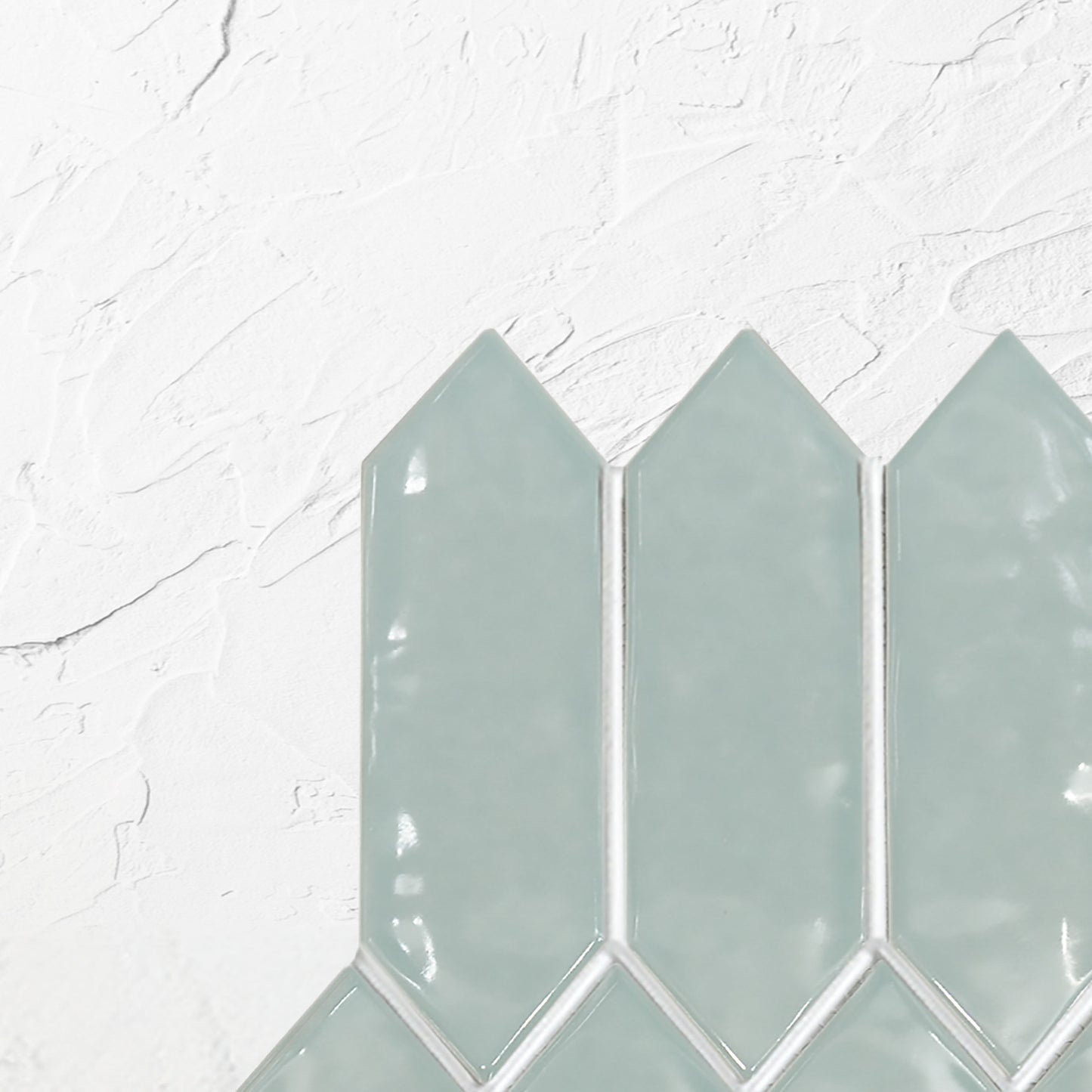 Light Green Gloss Porcelain Glazed Ripple Surface Arrow 55x195mm
