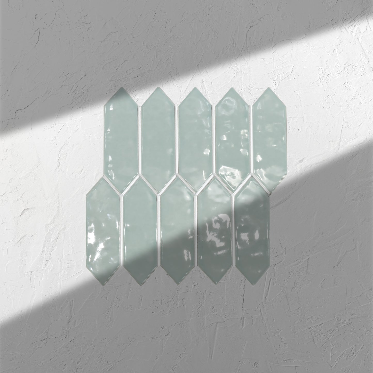 Light Green Gloss Porcelain Glazed Ripple Surface Arrow 55x195mm