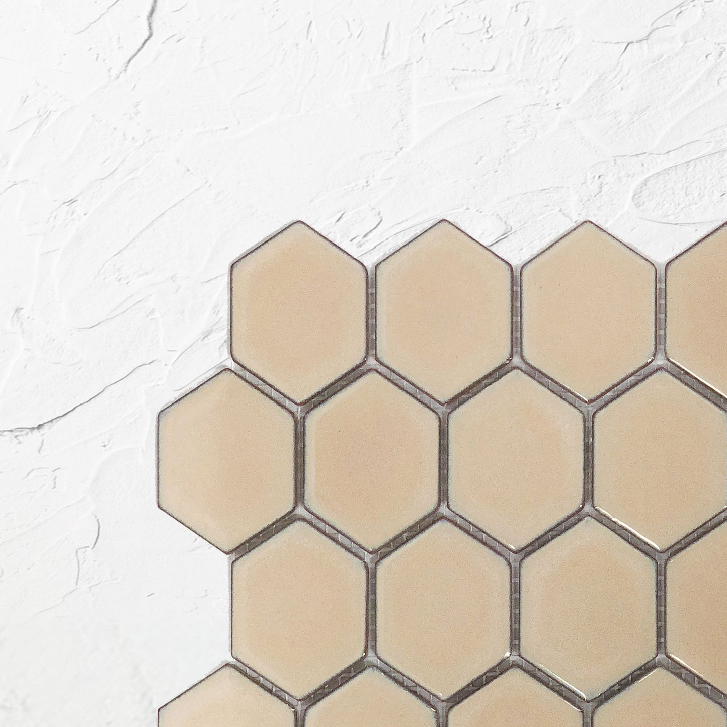 Antique Beige Gloss Glazed Hexagon 51x59mm