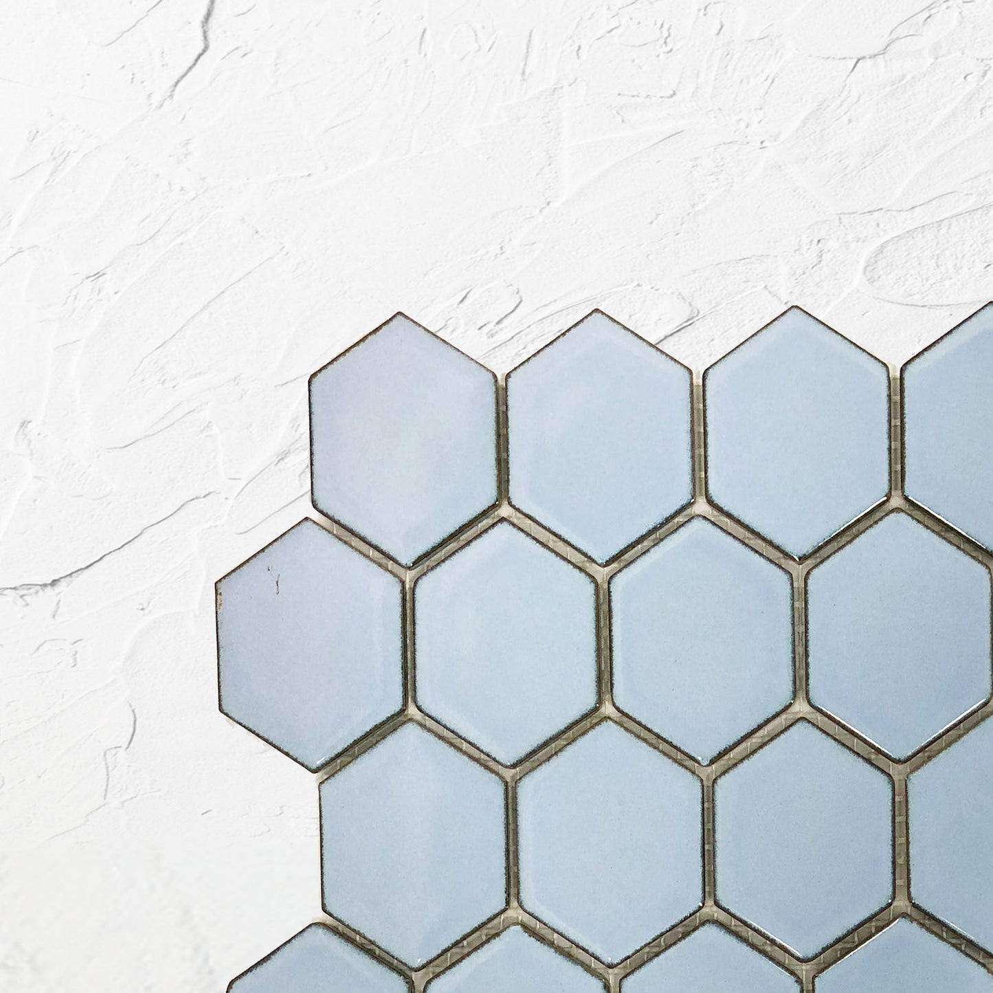 Antique Blue Gloss Glazed Hexagon 51x59mm