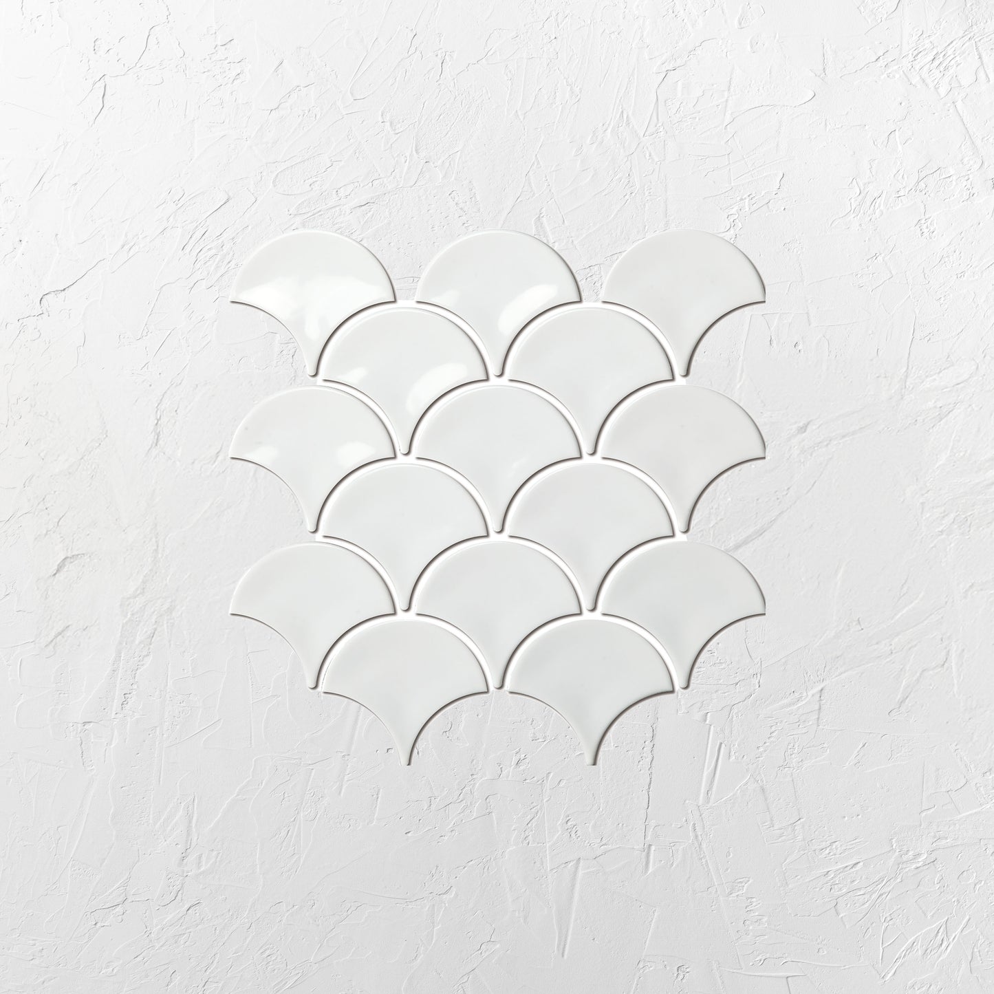 PGFS-3051 White Gloss Glazed Porcelain Fishscale 95x87mm