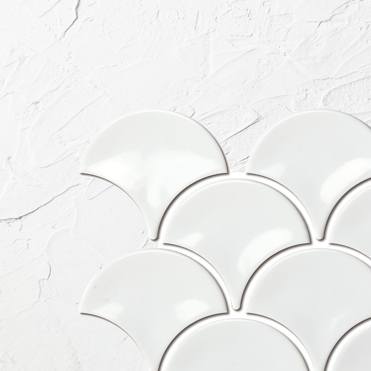 PGFS-3051 White Gloss Glazed Porcelain Fishscale 95x87mm