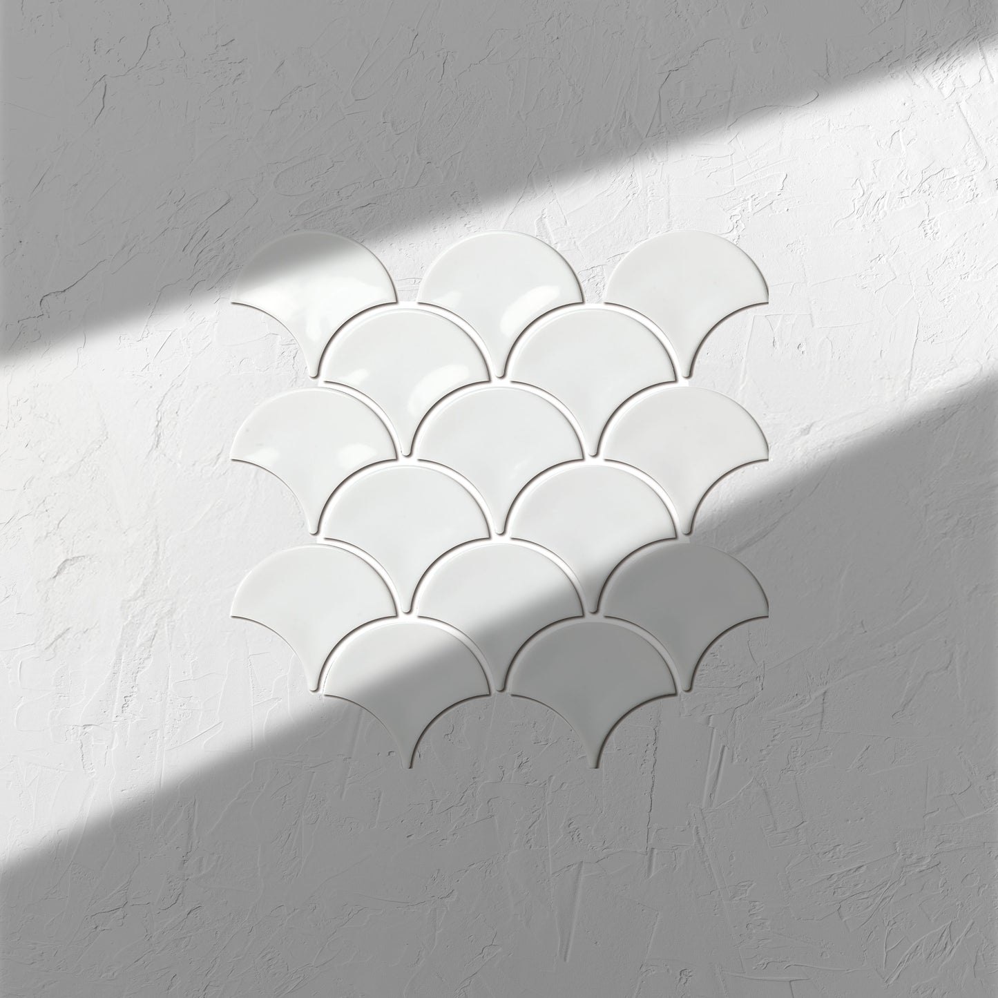 PGFS-3051 White Gloss Glazed Porcelain Fishscale 95x87mm