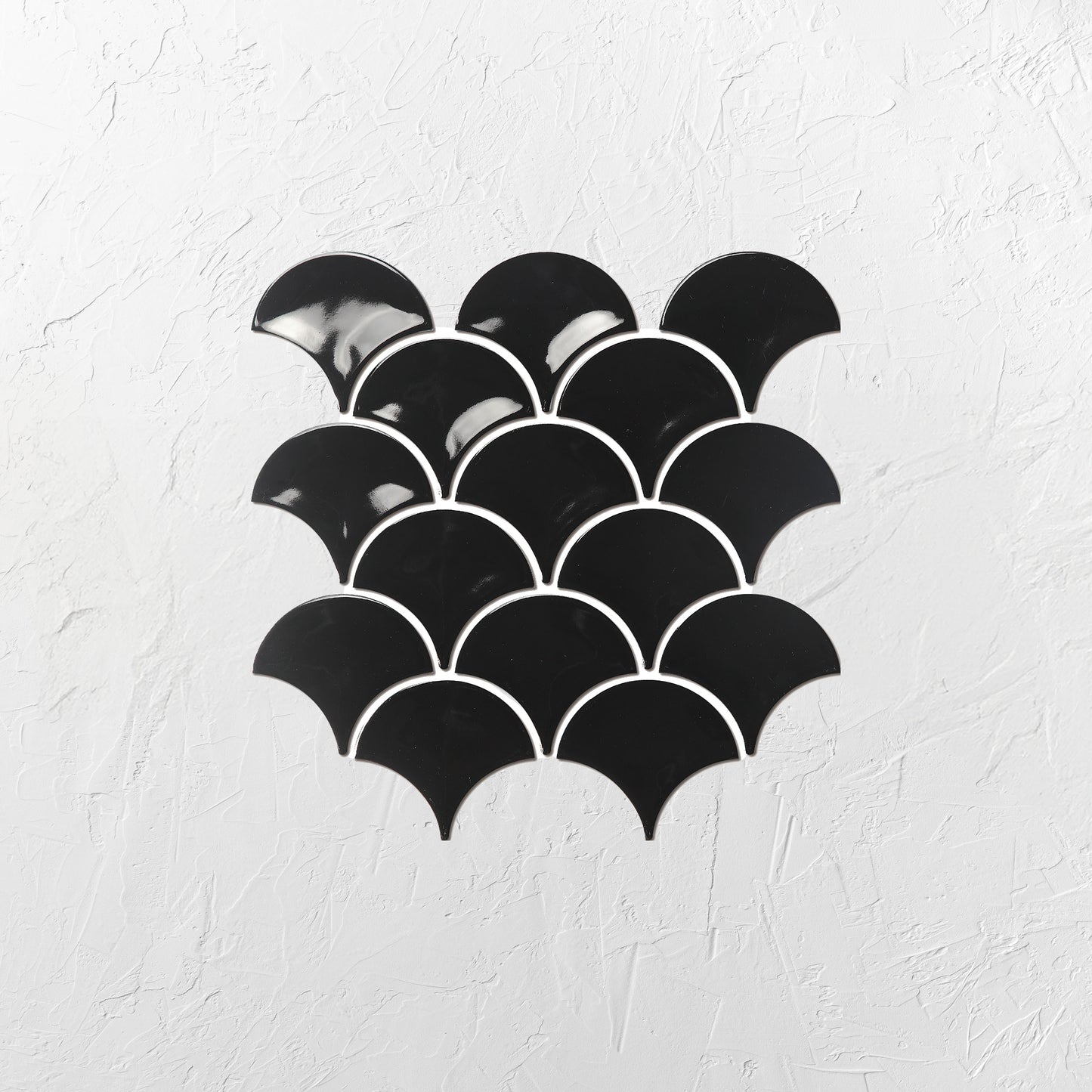 PGFS-3317 Black Gloss Glazed Porcelain Fishscale 95x87mm