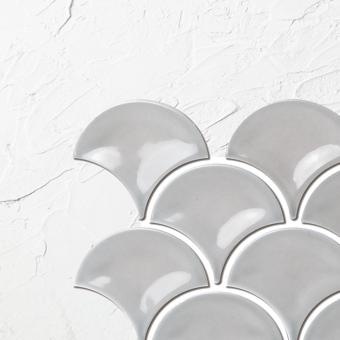 PGFS-5067 Ash Grey Gloss Glazed Porcelain Fishscale 95x87mm
