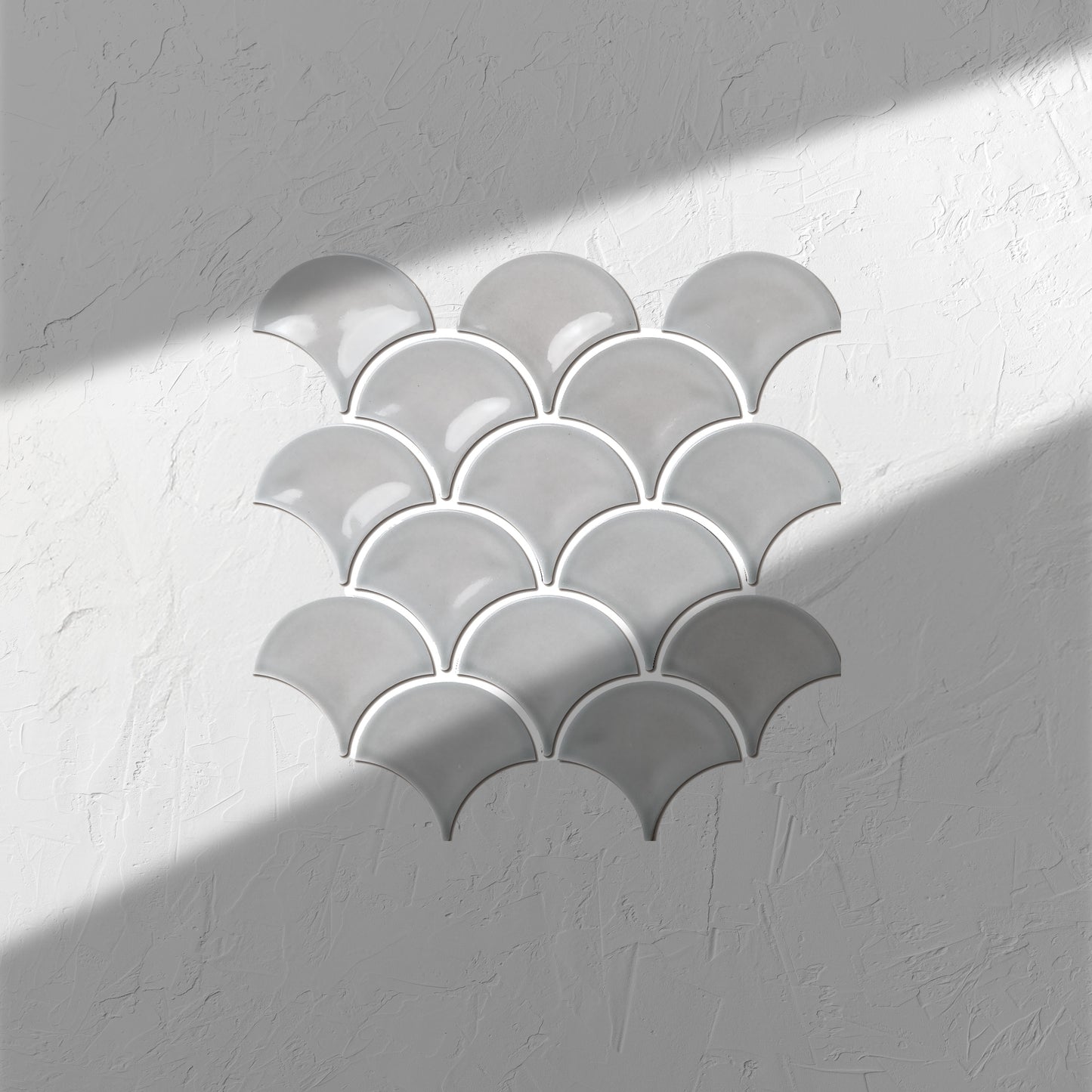 PGFS-5067 Ash Grey Gloss Glazed Porcelain Fishscale 95x87mm