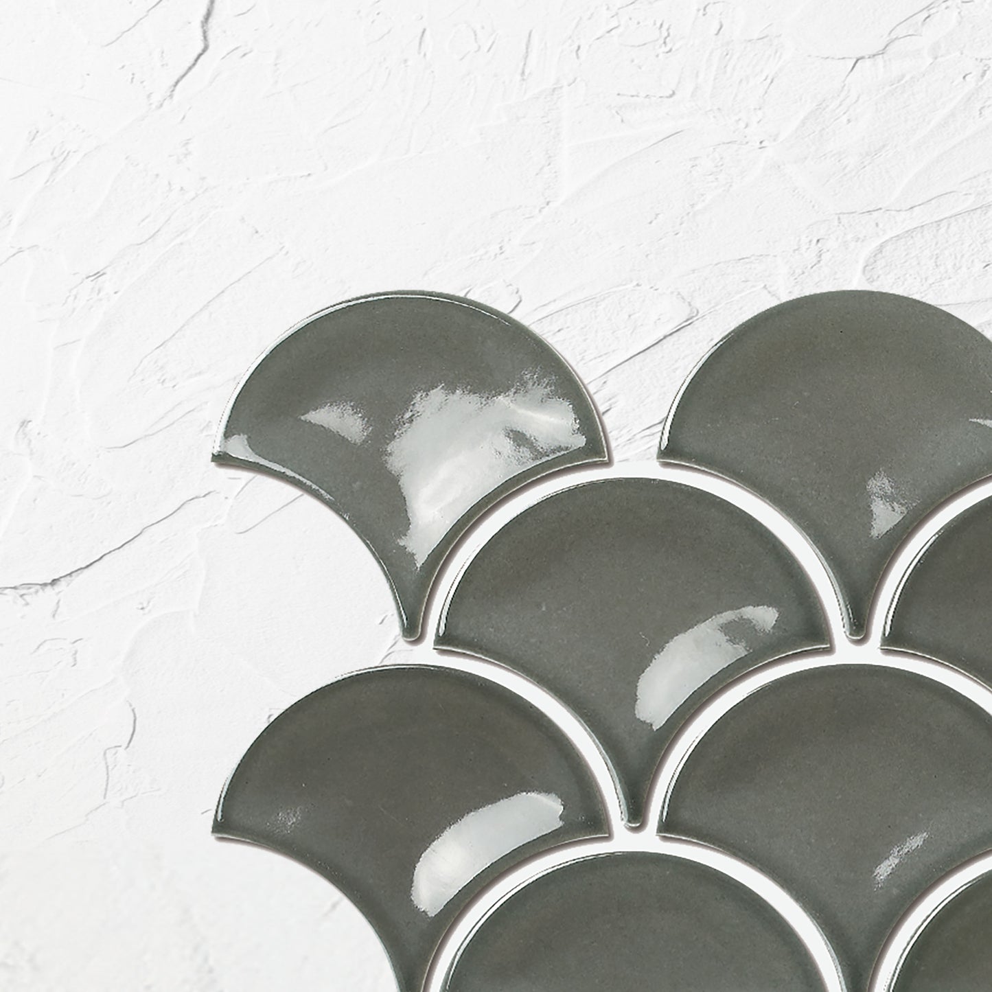 PGFS-8874 Charcoal Gloss Glazed Porcelain Fishscale 95x87mm