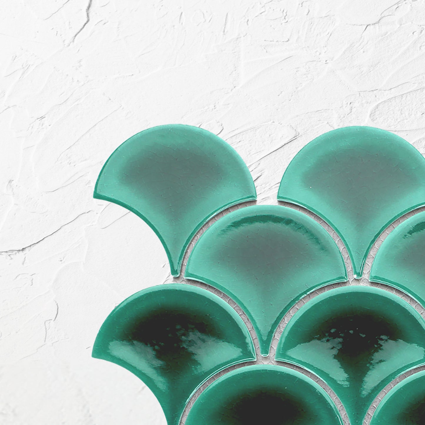 PGFS-8889 Reef Green Gloss Glazed Porcelain Fishscale 95x87mm