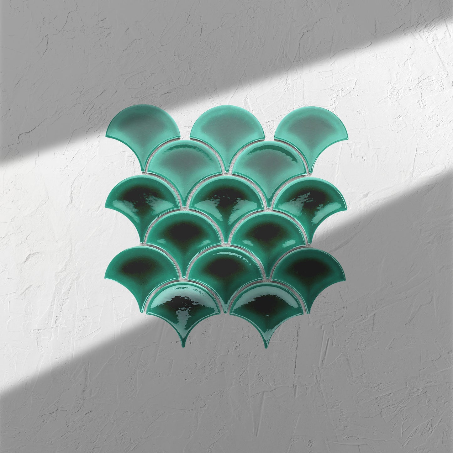 PGFS-8889 Reef Green Gloss Glazed Porcelain Fishscale 95x87mm
