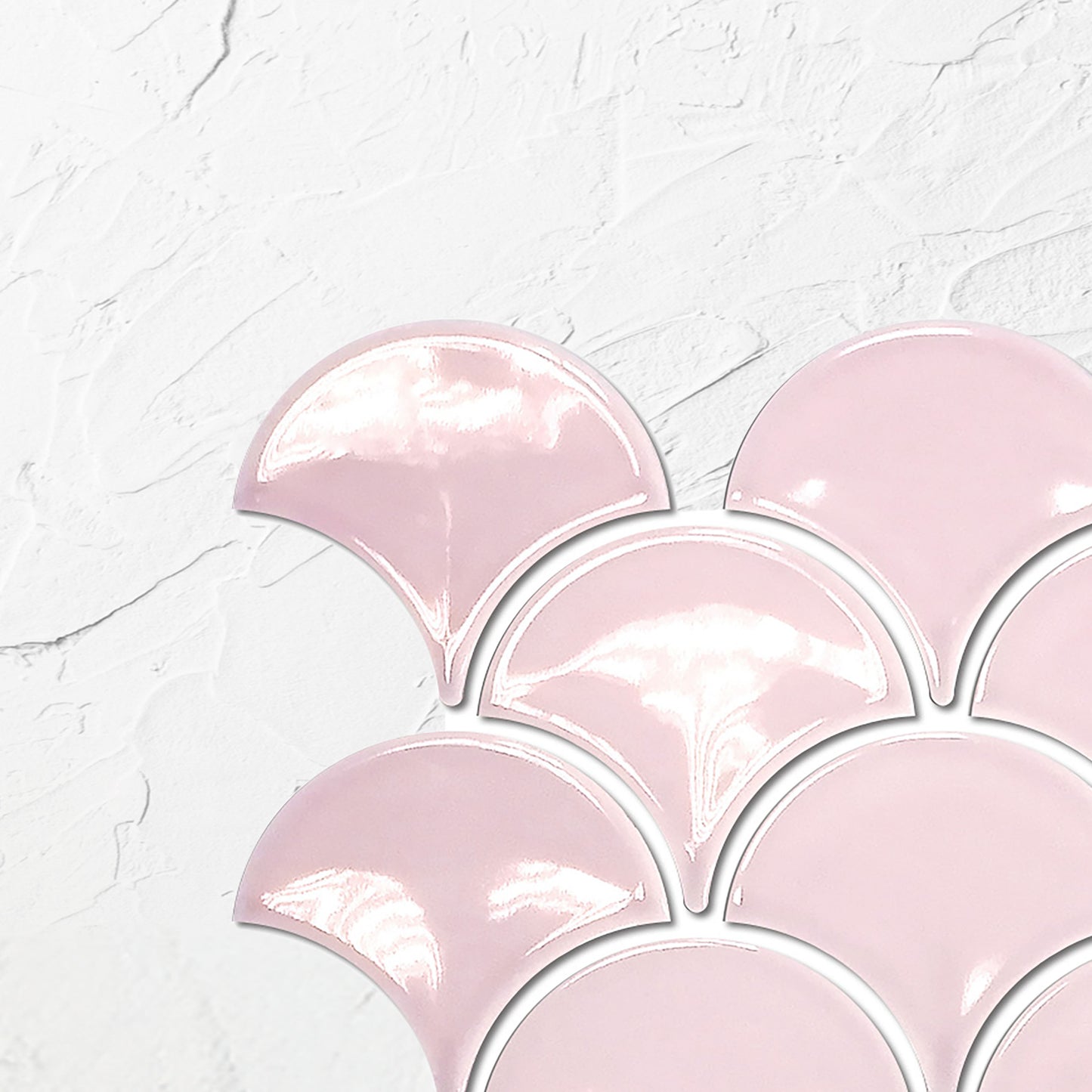 PGFS-2408 Pastel Pink Gloss Glazed Porcelain Fishscale 95x87mm