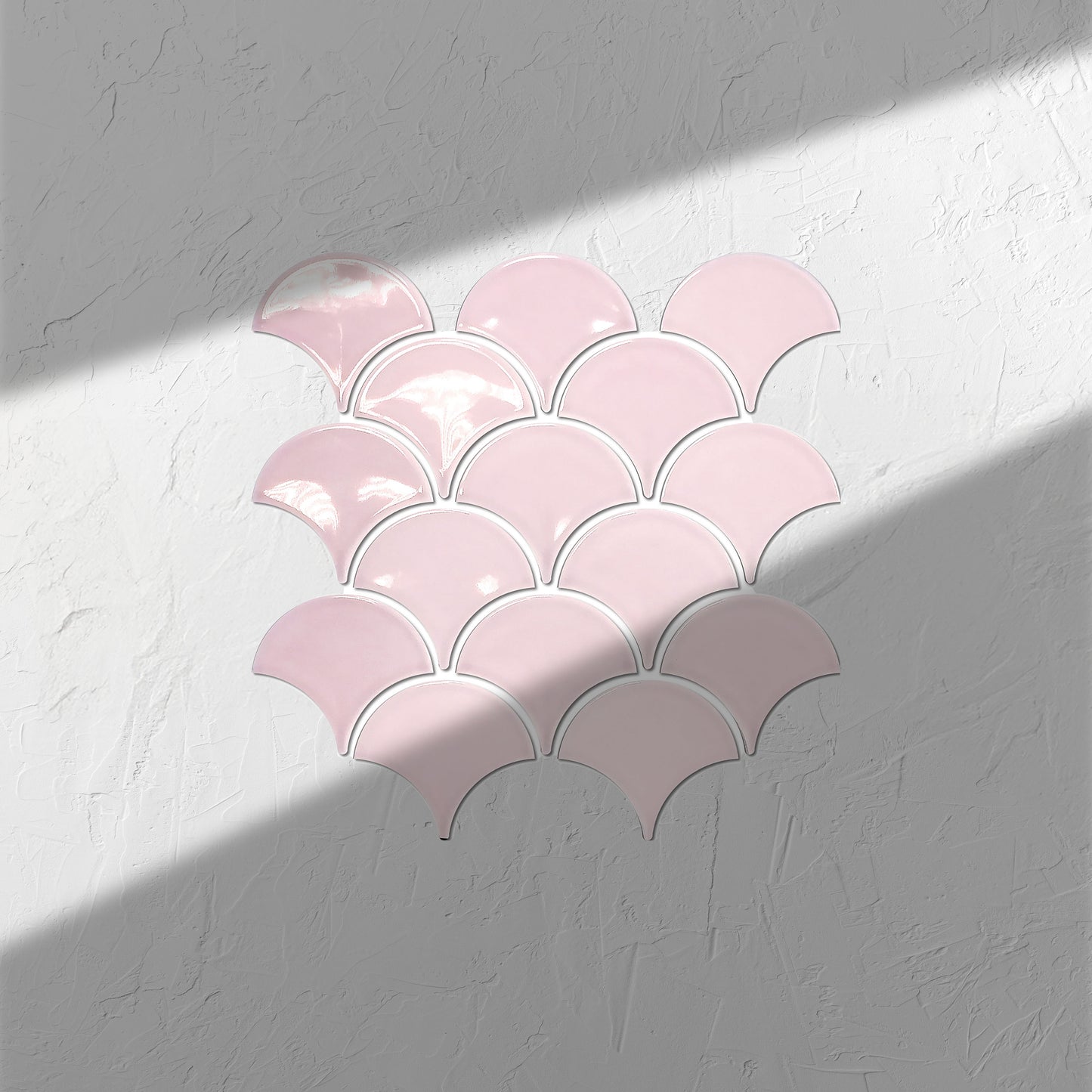 PGFS-2408 Pastel Pink Gloss Glazed Porcelain Fishscale 95x87mm