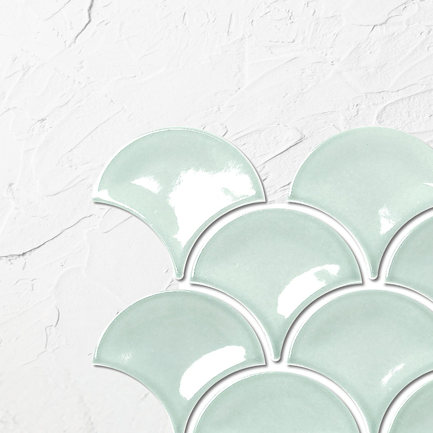 PGFS-2409 Foam Light Green Gloss Glazed Porcelain Fishscale 95x87mm