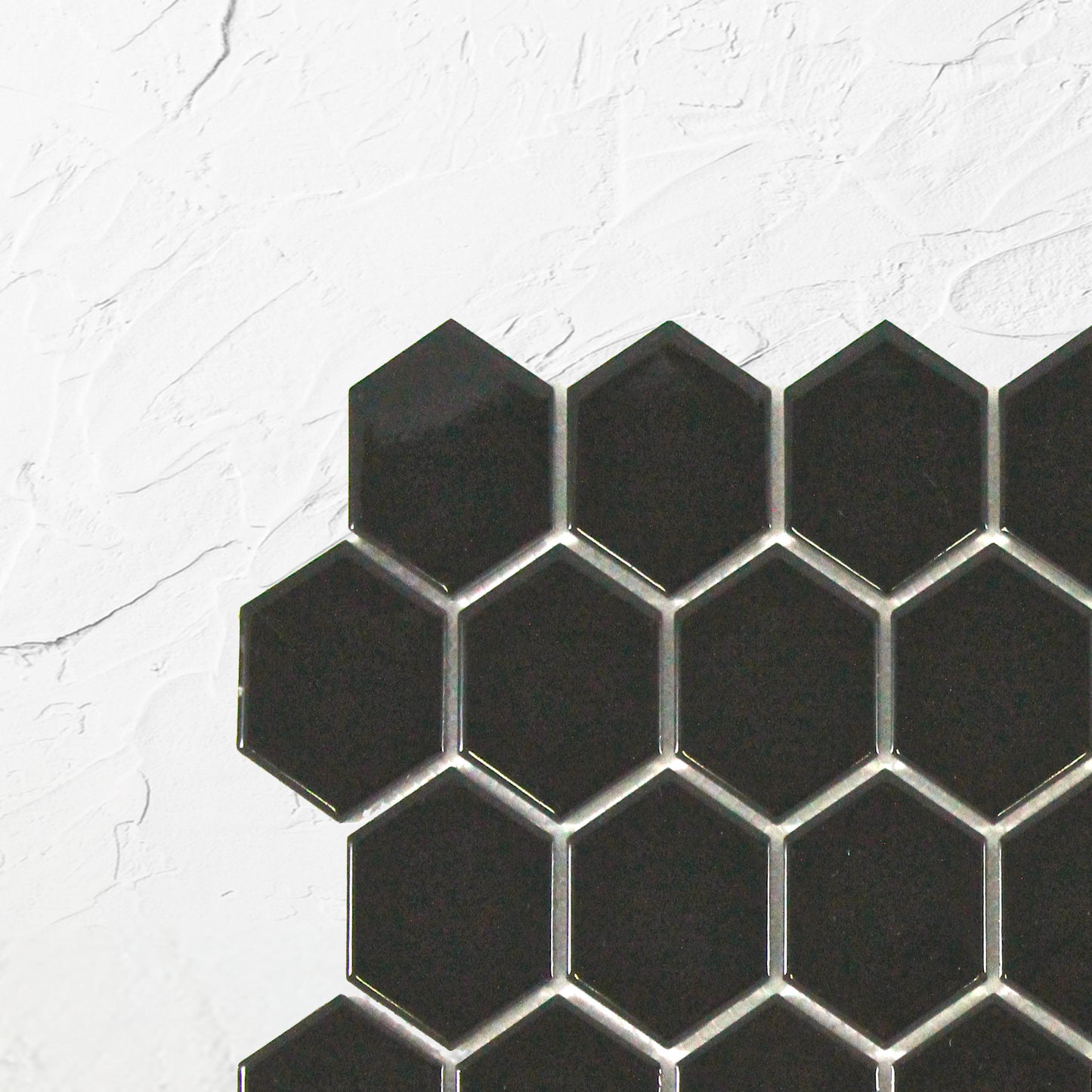 Black Gloss Porcelain Glazed Hexagon 51x59mm