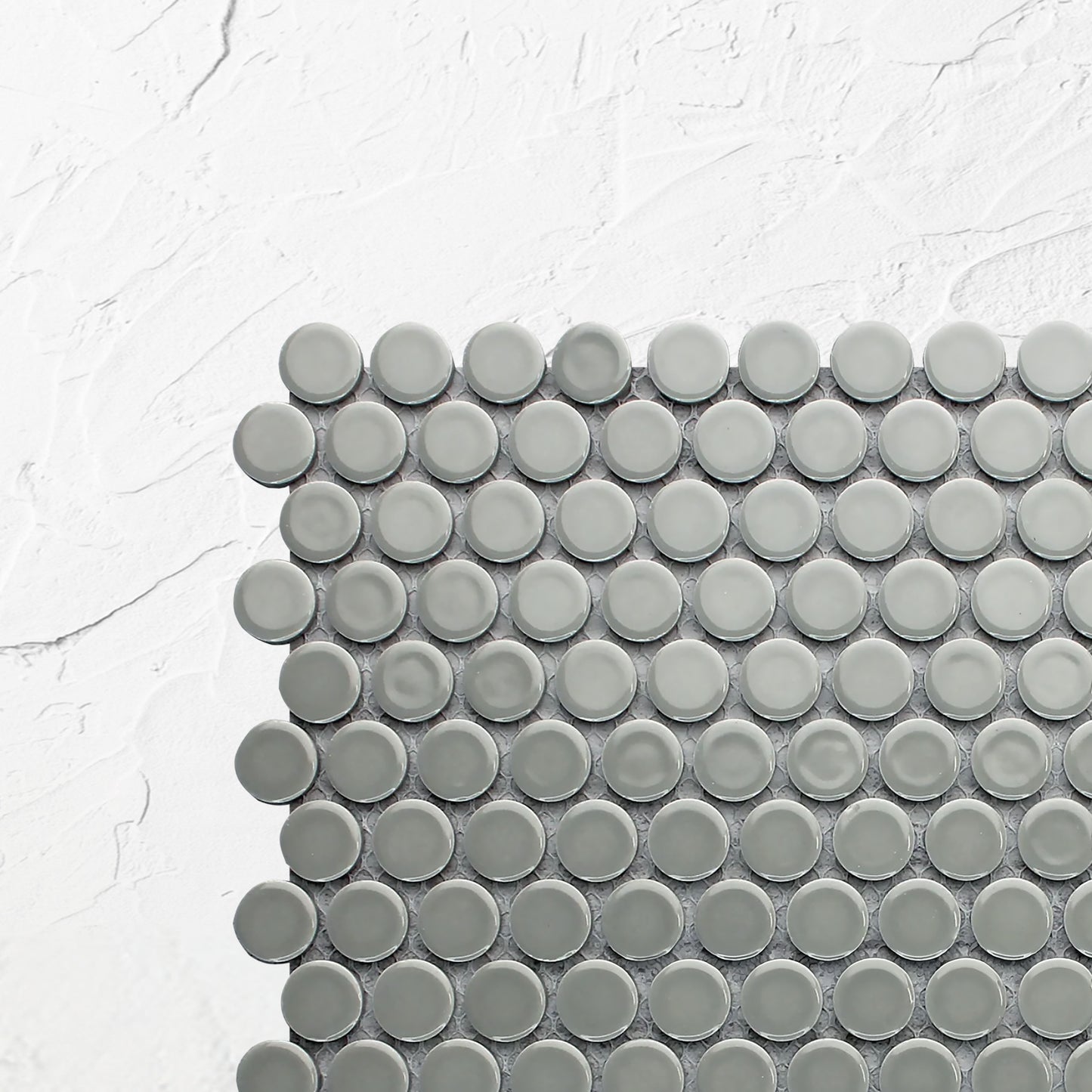 Light Grey Gloss Diameter Glazed Porcelain Penny Round 19mm