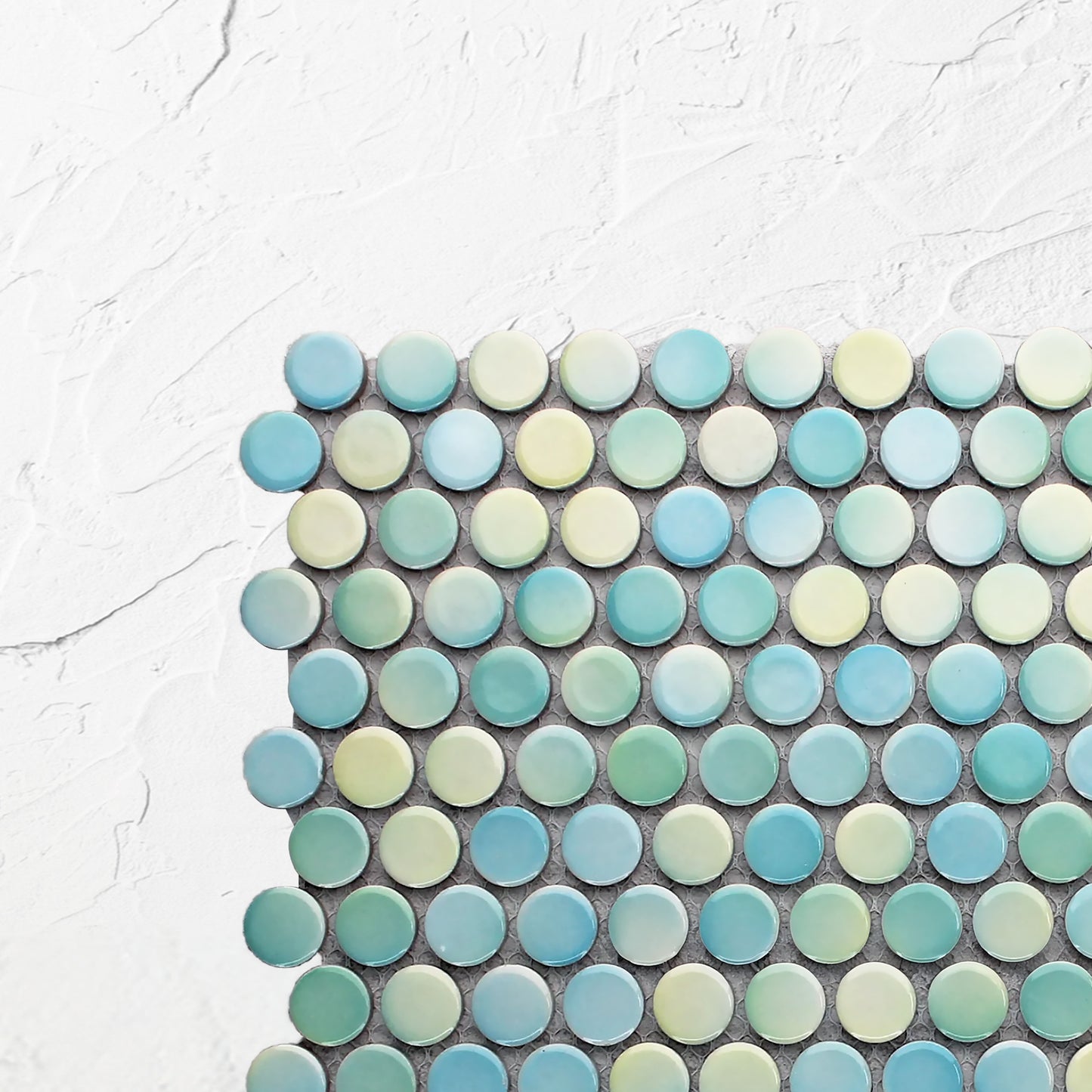 Aqua Mix Gloss Diameter Glazed Porcelain Penny Round 19mm