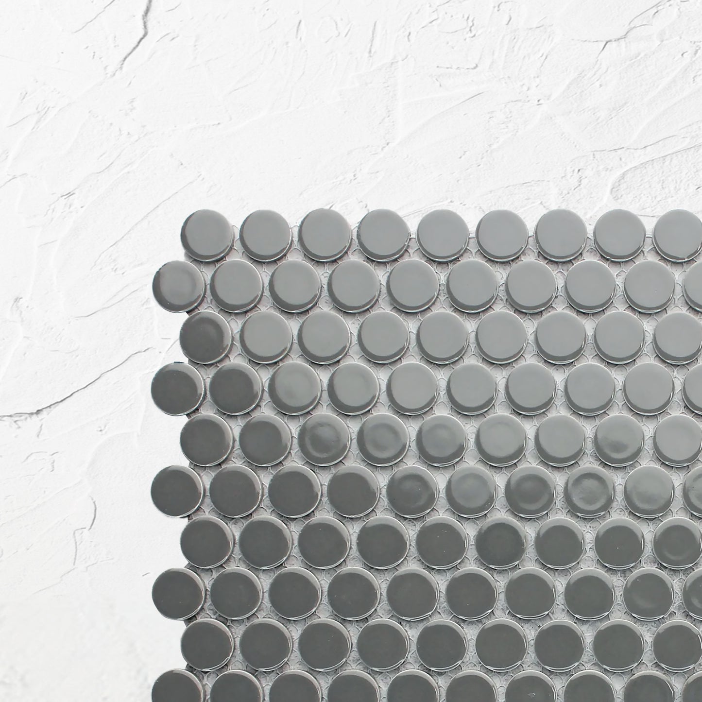 Dark Grey Gloss Diameter Glazed Porcelain Penny Round 19mm