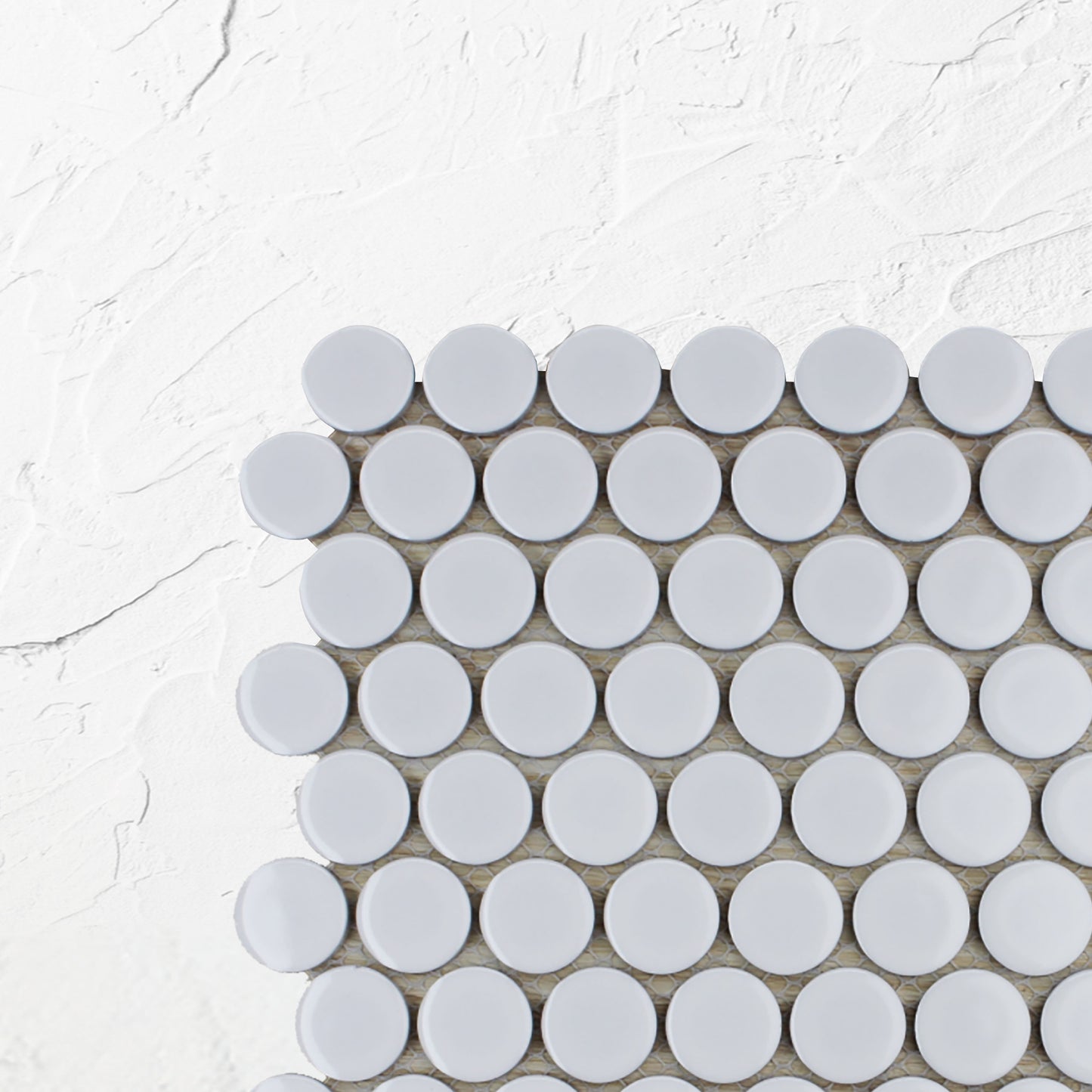 White Gloss Glazed Porcelain Penny Round 28mm Diameter