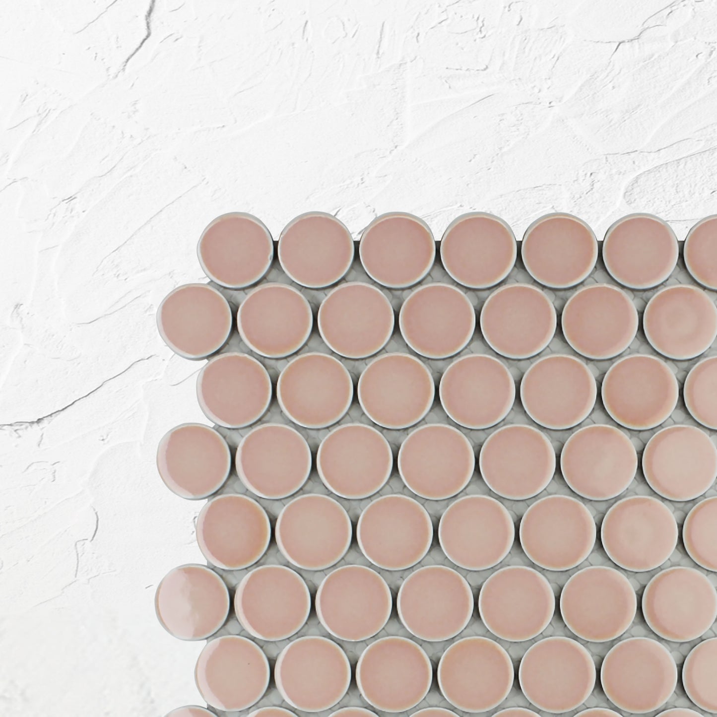 Pink Gloss Glazed Porcelain Penny Round 28mm Diameter