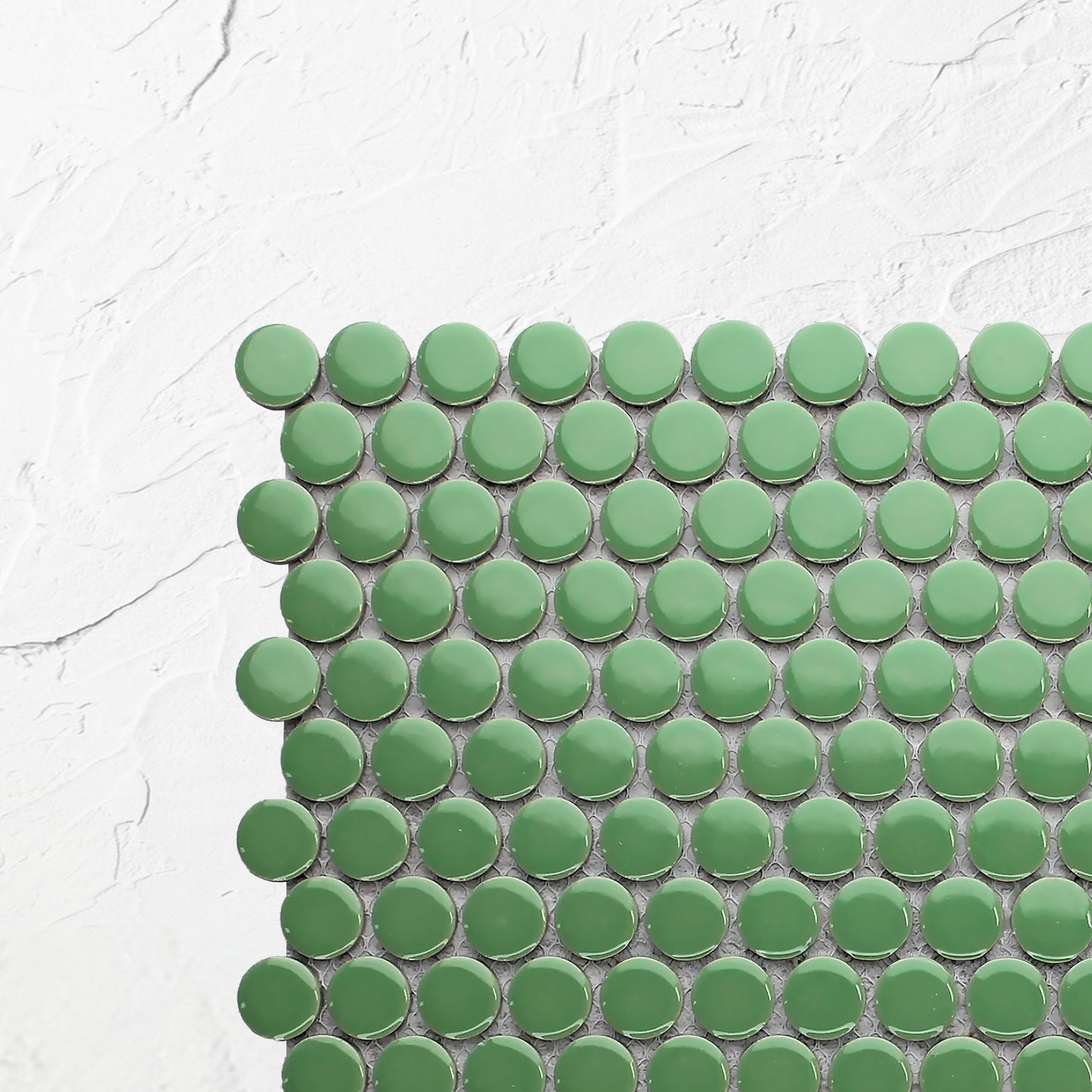 Green Gloss Diameter Glazed Porcelain Penny Round 19mm