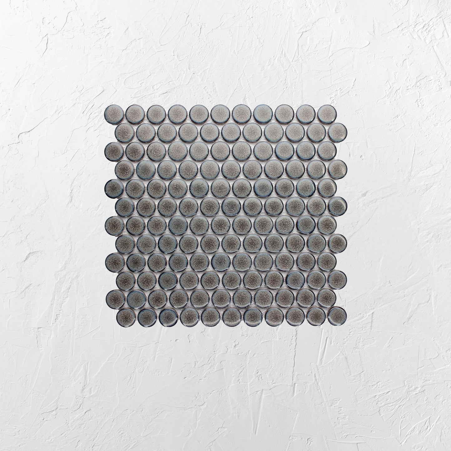 Mottled Grey Gloss Glazed Porcelain Penny Round 28mm Diameter