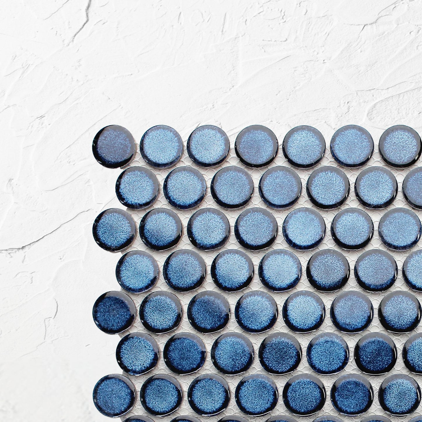 Shadow Blue Gloss Glazed Porcelain Penny Round 28mm Diameter