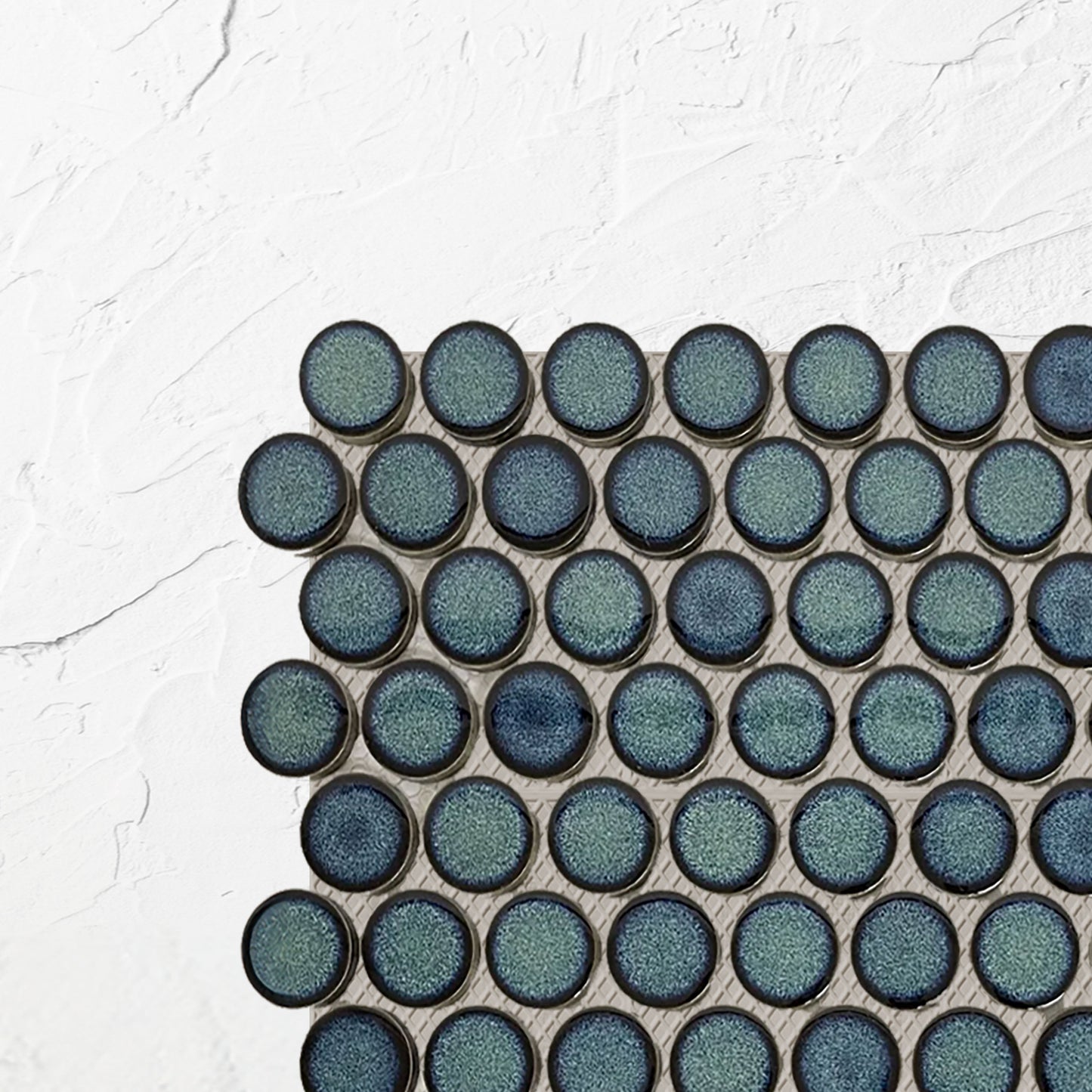 Shadow Green Gloss Glazed Porcelain Penny Round 28mm Diameter