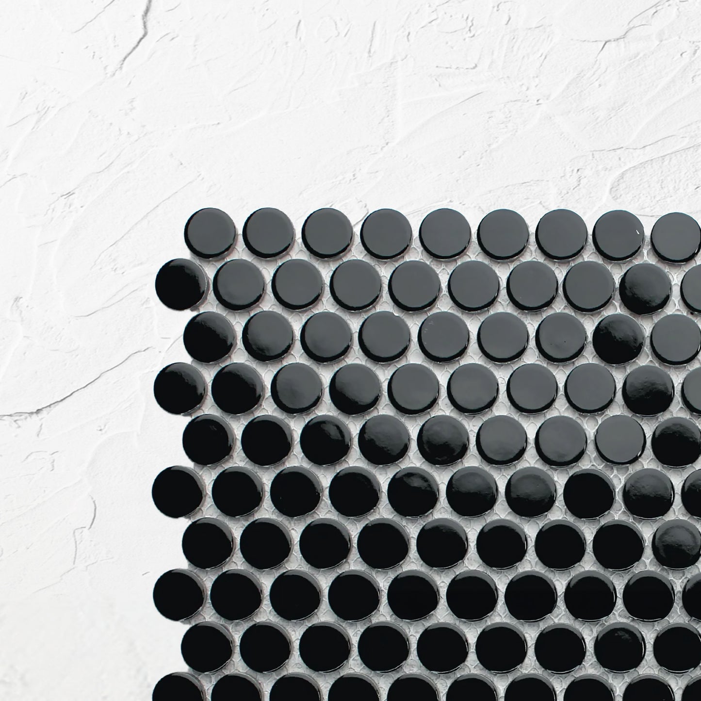 Black Gloss Diameter Glazed Porcelain Penny Round 19mm