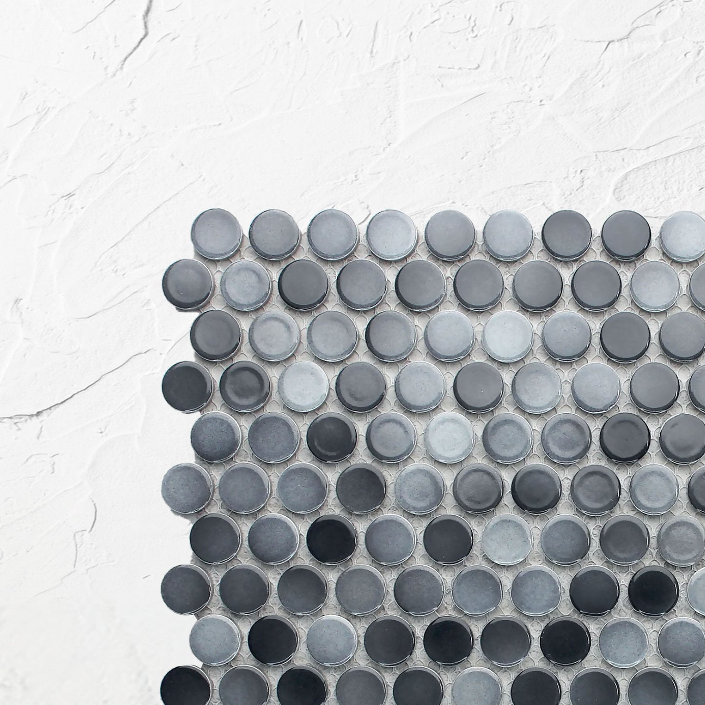 Grey Gloss Diameter Glazed Porcelain Penny Round 19mm