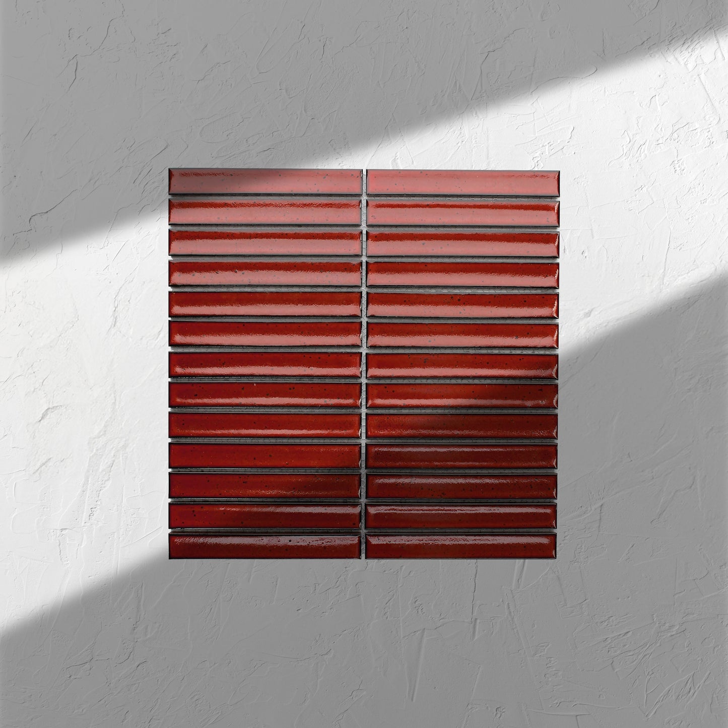 Antique Terracotta Red Speckled Gloss Concave Porcelain Glazed Finger 20x145mm