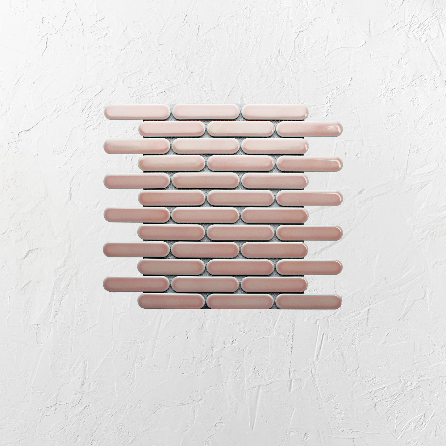 Antique Pink Gloss Round Head Finger Glazed Mosaic 23x93mm