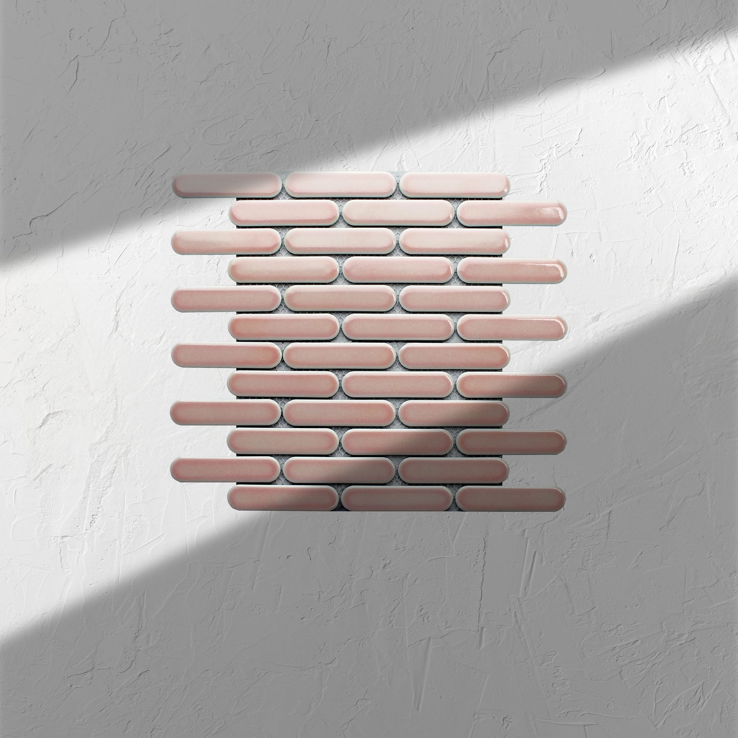 Antique Pink Gloss Round Head Finger Glazed Mosaic 23x93mm