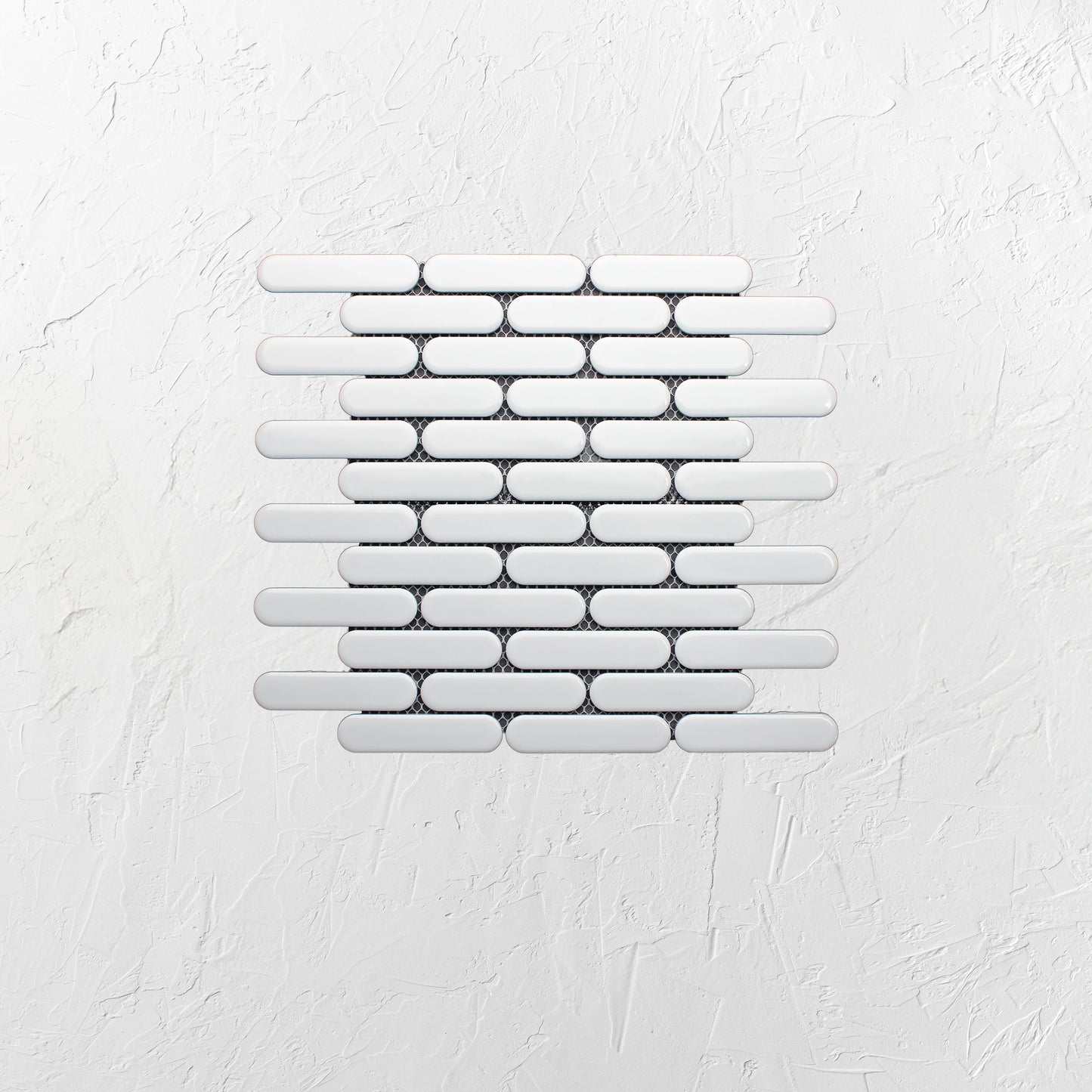 White Gloss Round Head Finger Glazed Mosaic 23x93mm