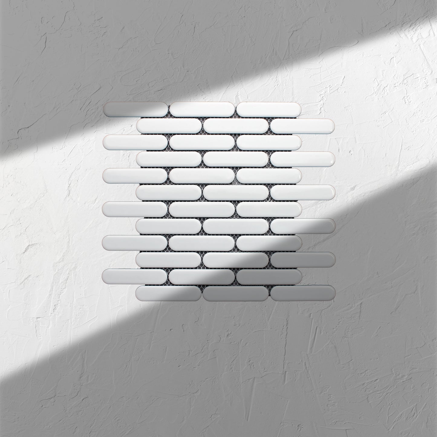 White Gloss Round Head Finger Glazed Mosaic 23x93mm