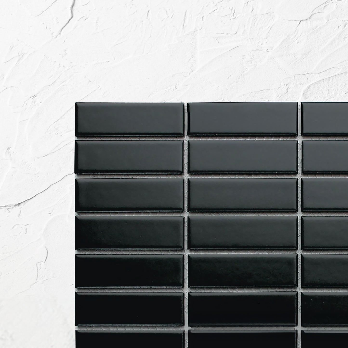 Black Matte Porcelain Glazed 23x73mm Rectangle