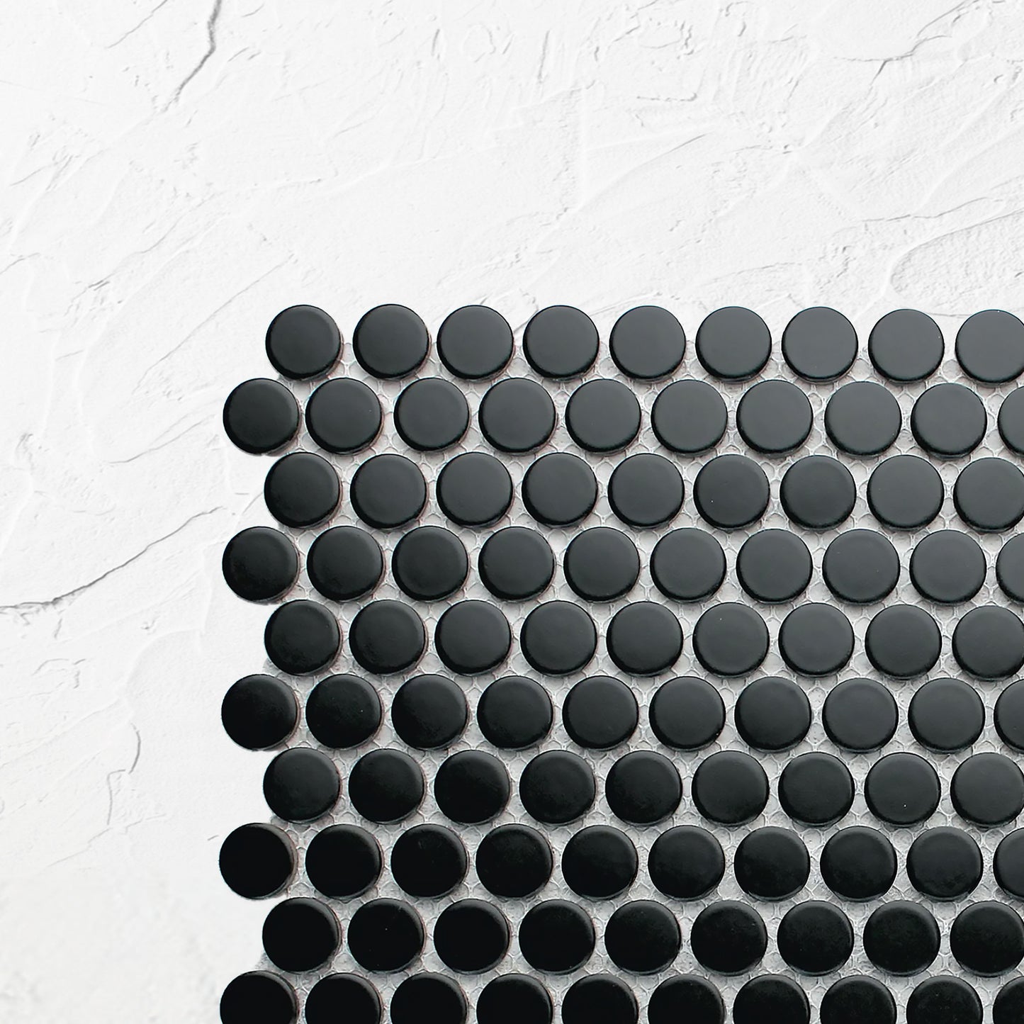 Black Matte Diameter Glazed Porcelain Penny Round 19mm