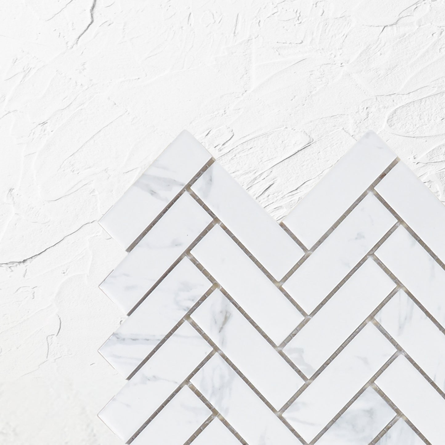 Carrara Look Matte Porcelain Glazed Herringbone Bond 72x22mm