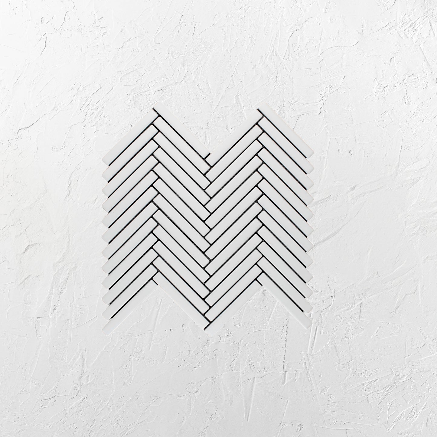 White Matte Porcelain Glazed Herringbone KitKat 12x92mm