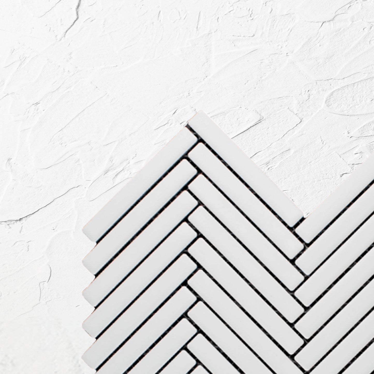 White Matte Porcelain Glazed Herringbone KitKat 12x92mm