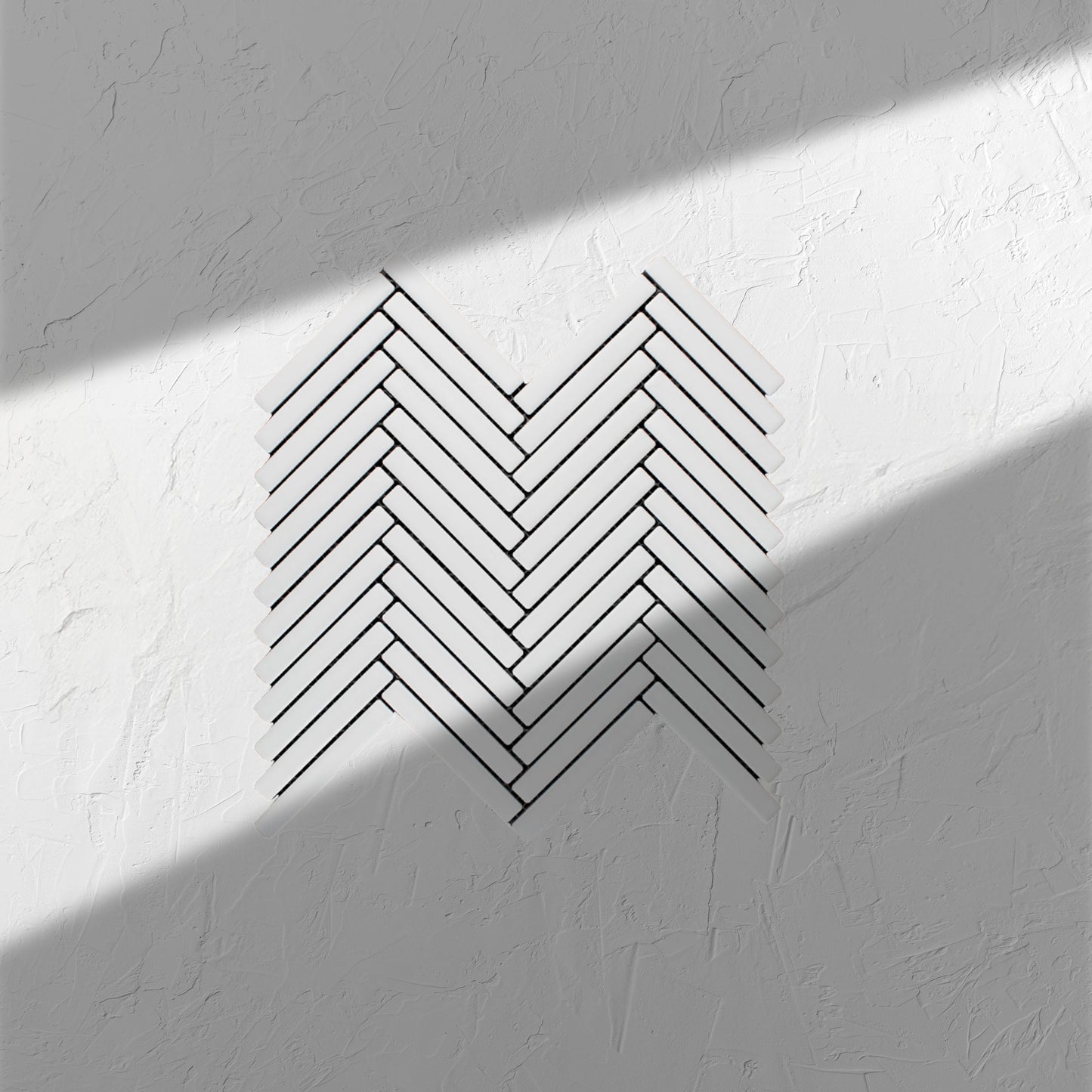 White Matte Porcelain Glazed Herringbone KitKat 12x92mm