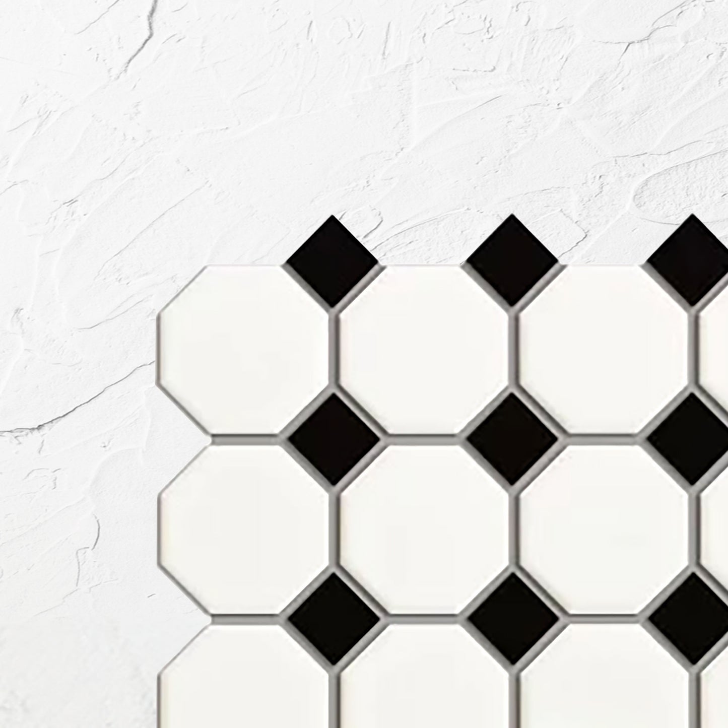 White and Black Matte Porcelain Glazed Octagon Small