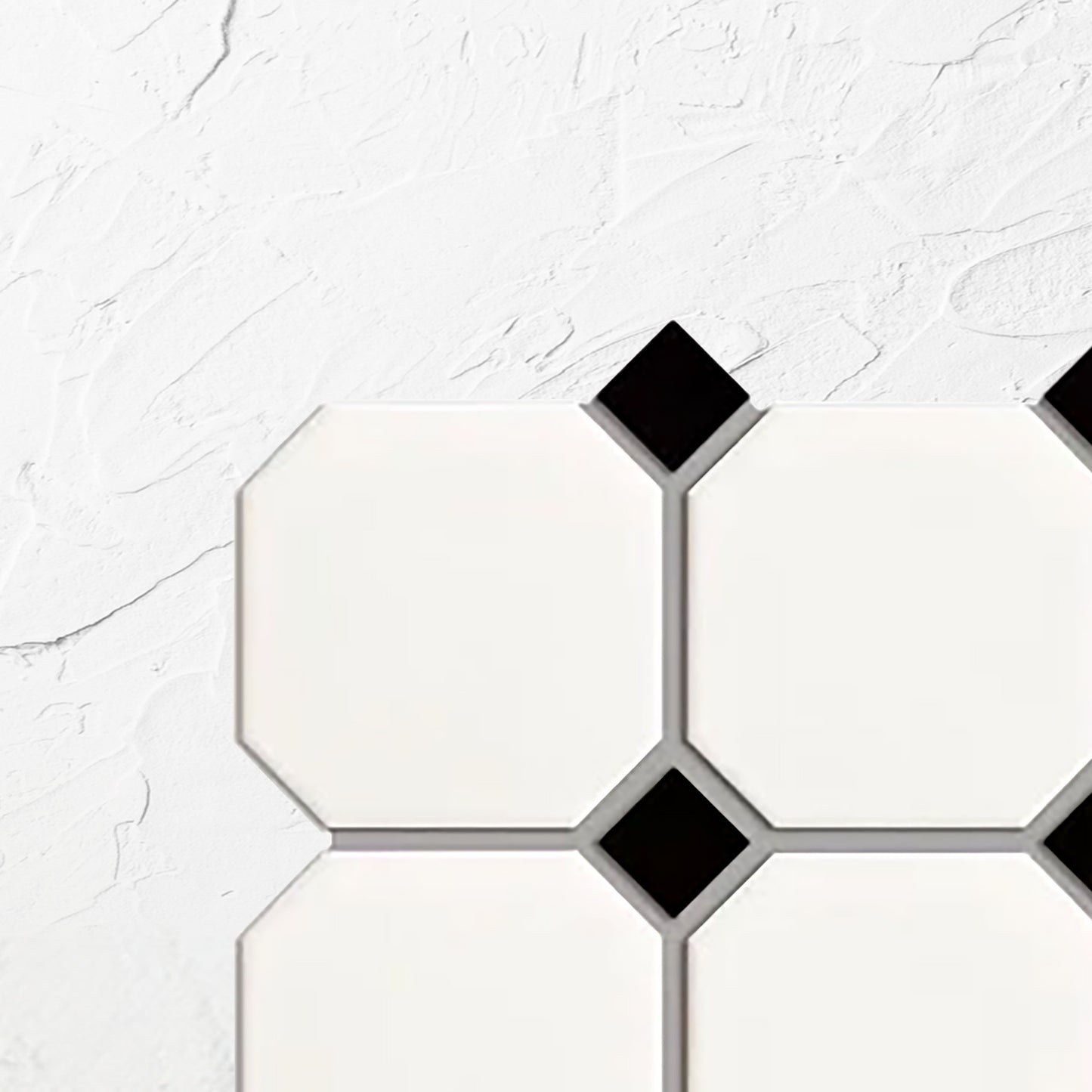 White and Black Matte Porcelain Glazed Octagon Large