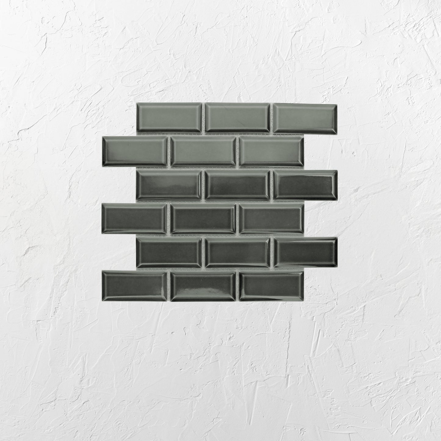 Dark Grey Gloss Glazed Porcelain Rectangle Bevelled Edge 45x95mm