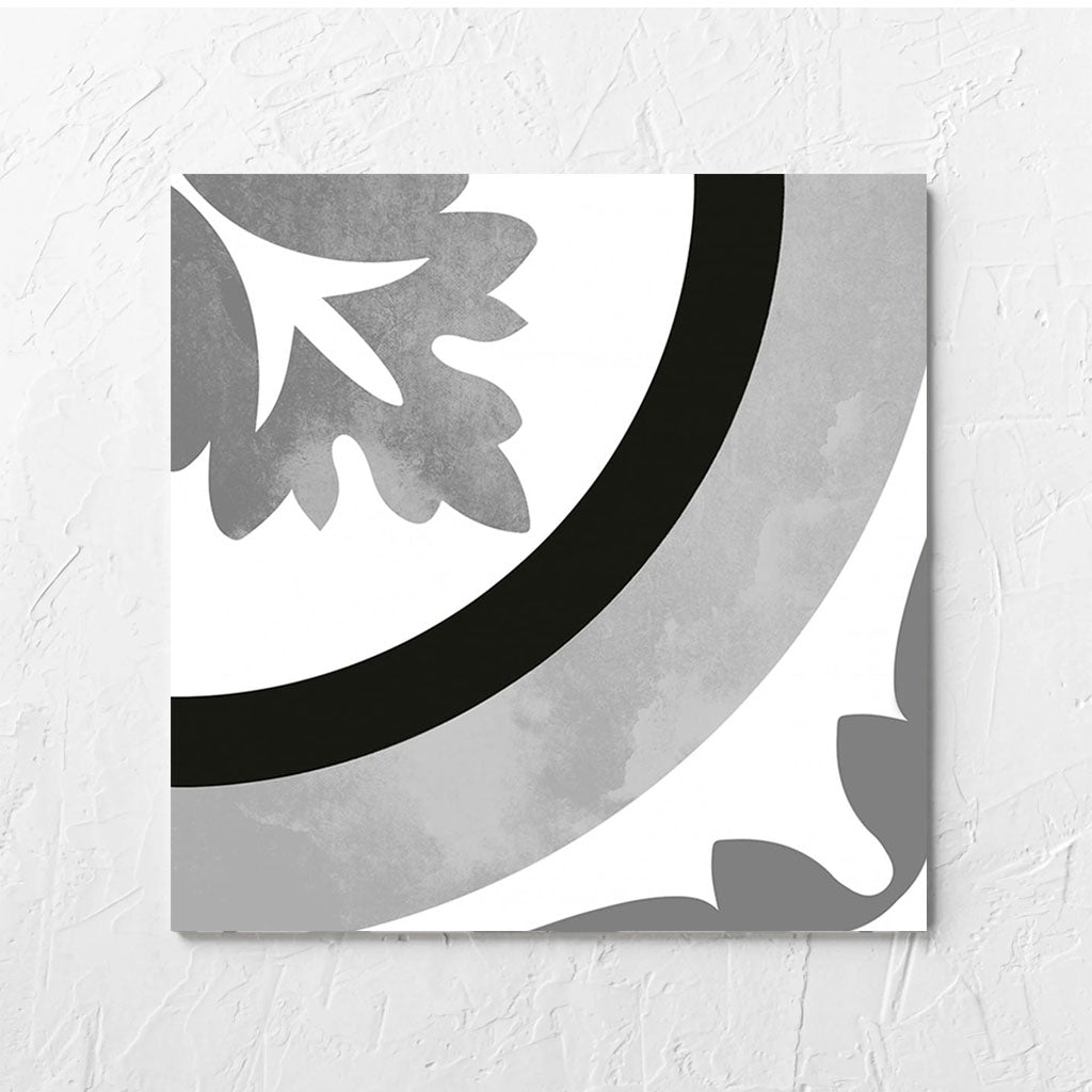 Metro Ornamental Black and White Matt 200x200mm