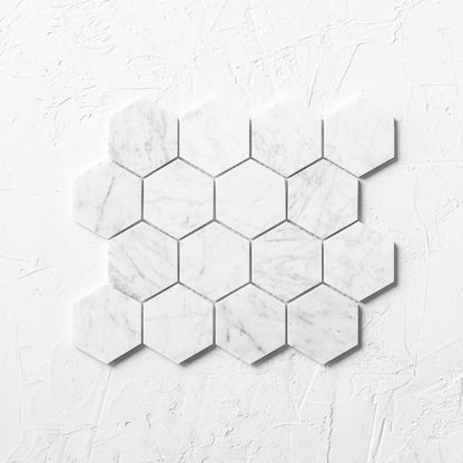 Carrara Hexagon Honed Mosaic 305x285mm