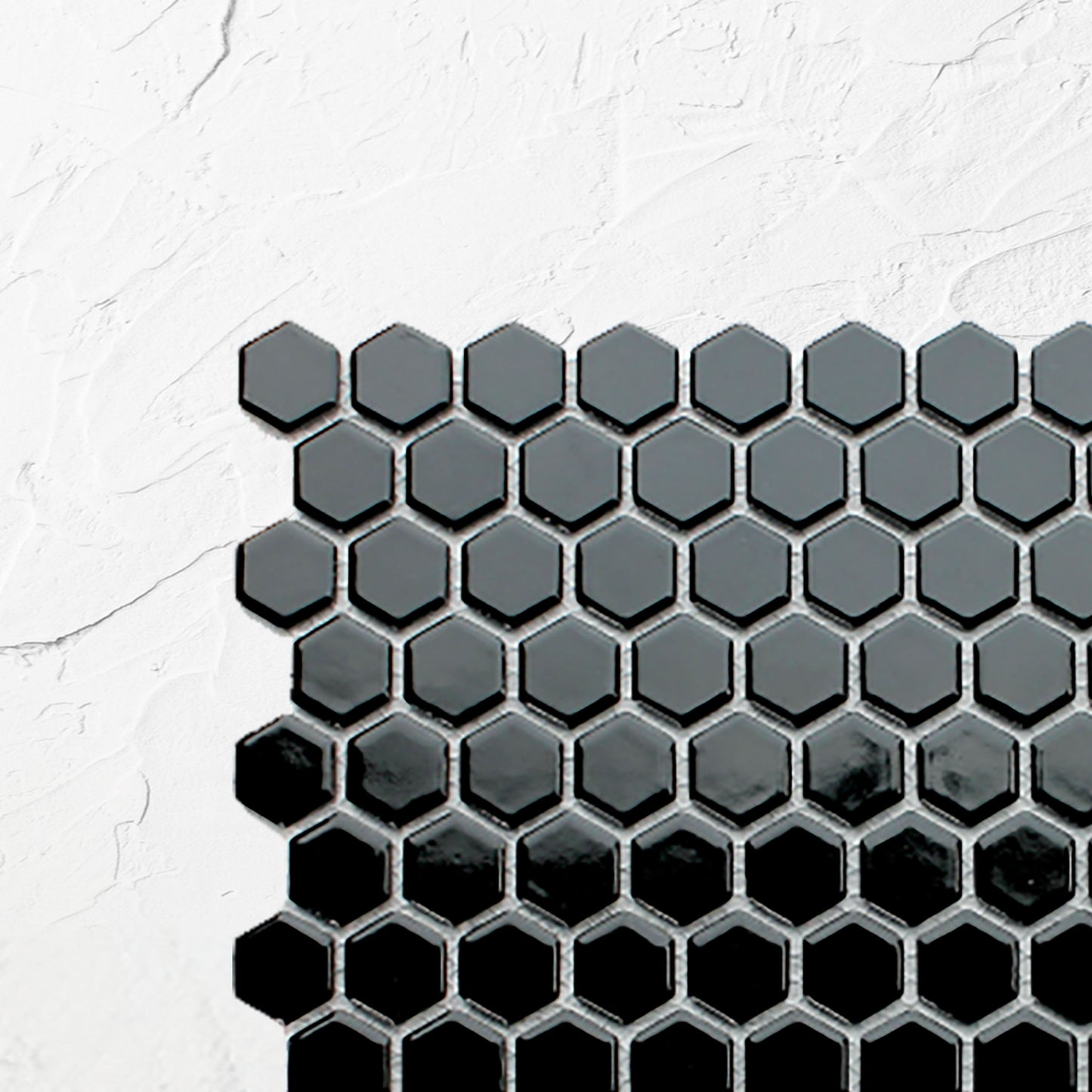 Black Gloss Porcelain Glazed Hexagon 23mm